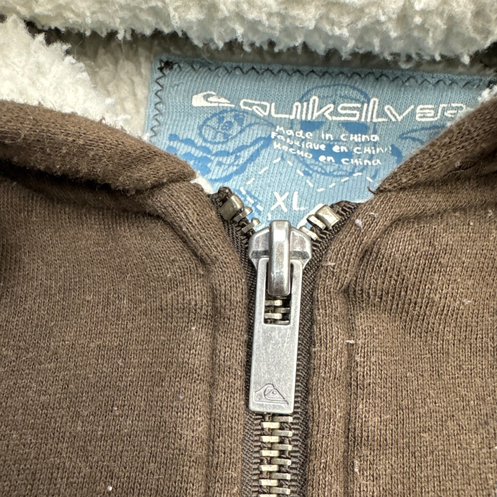 Y2K Quiksilver Zip Up Sherpa Lined Hoodie