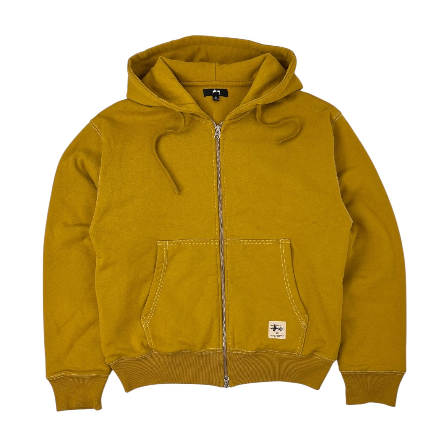 Stussy Double Face Label Zip Up Hoodie Mustard