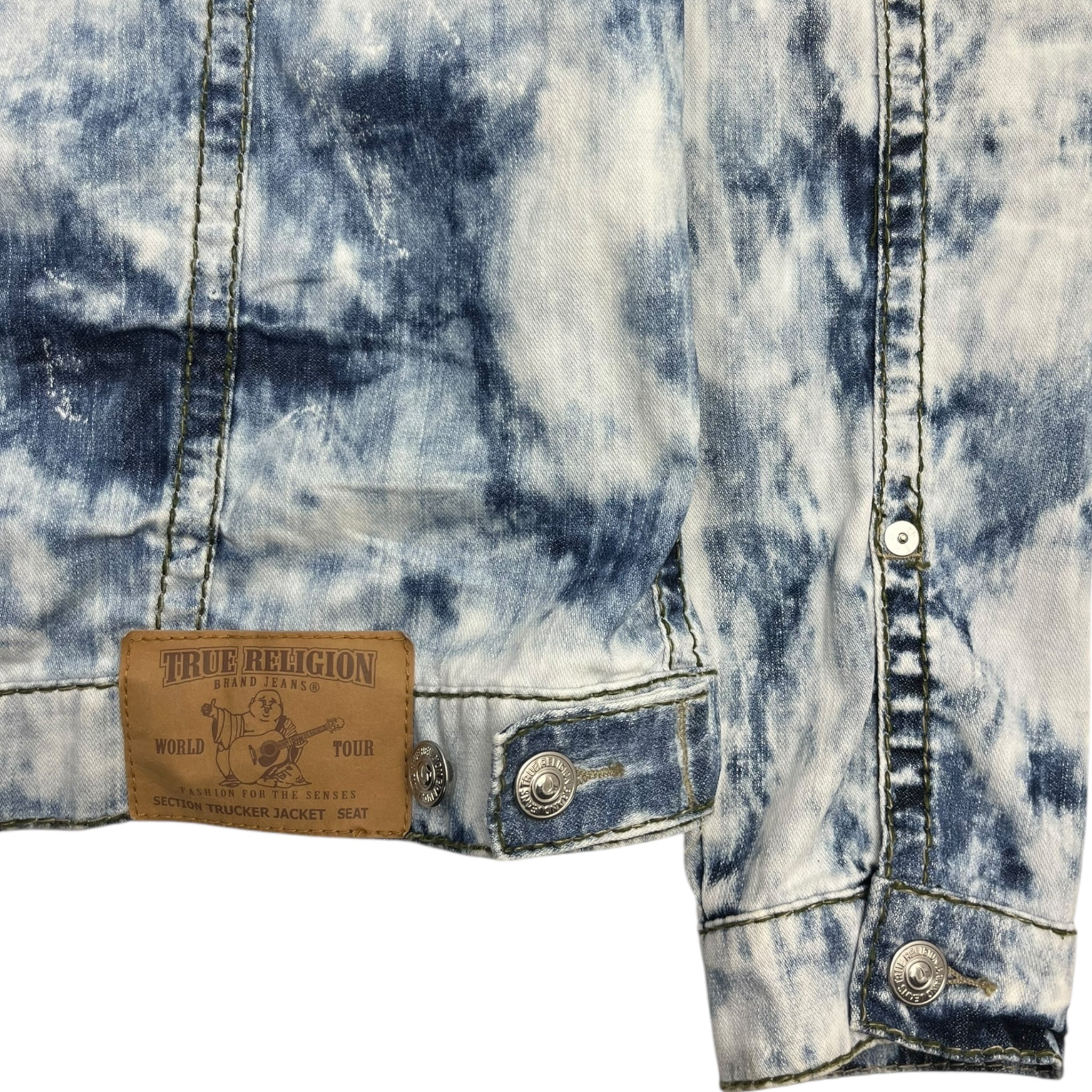 Vintage Y2K True Religion Acid Wash Denim Trucker Jacket