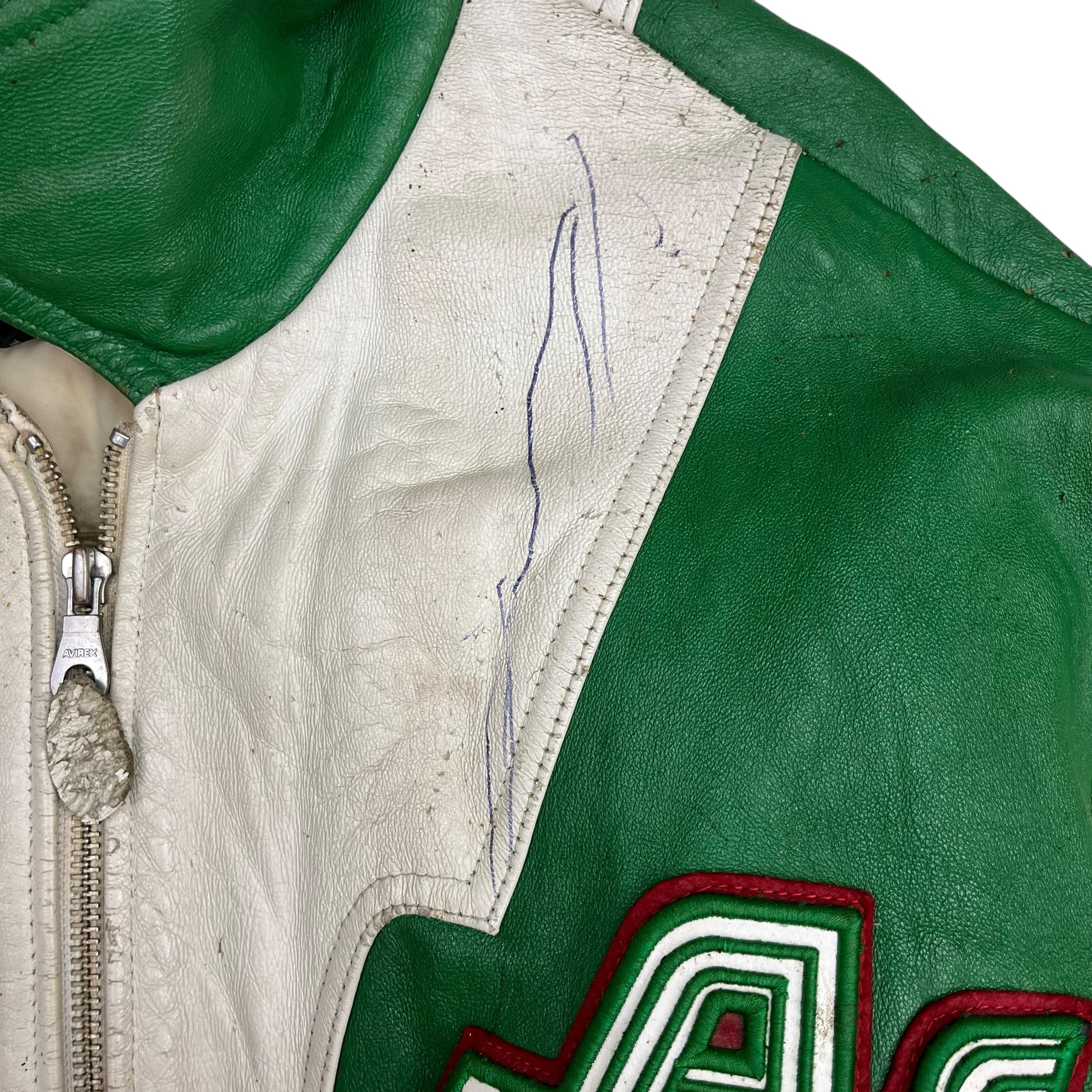 Vintage Avirex Varsity Leather Jacket White/Green