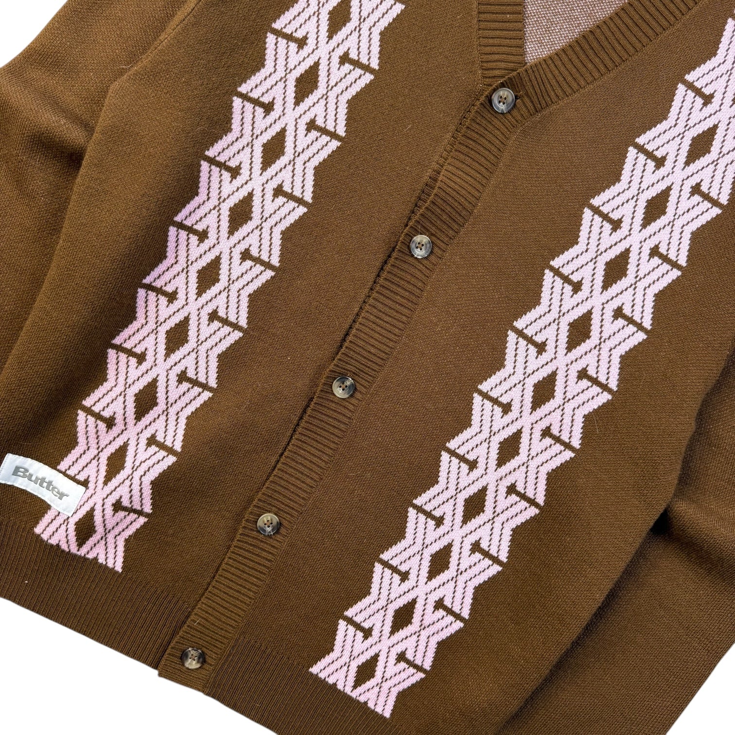 Butter Goods Club Knit Cardigan Brown/Pink