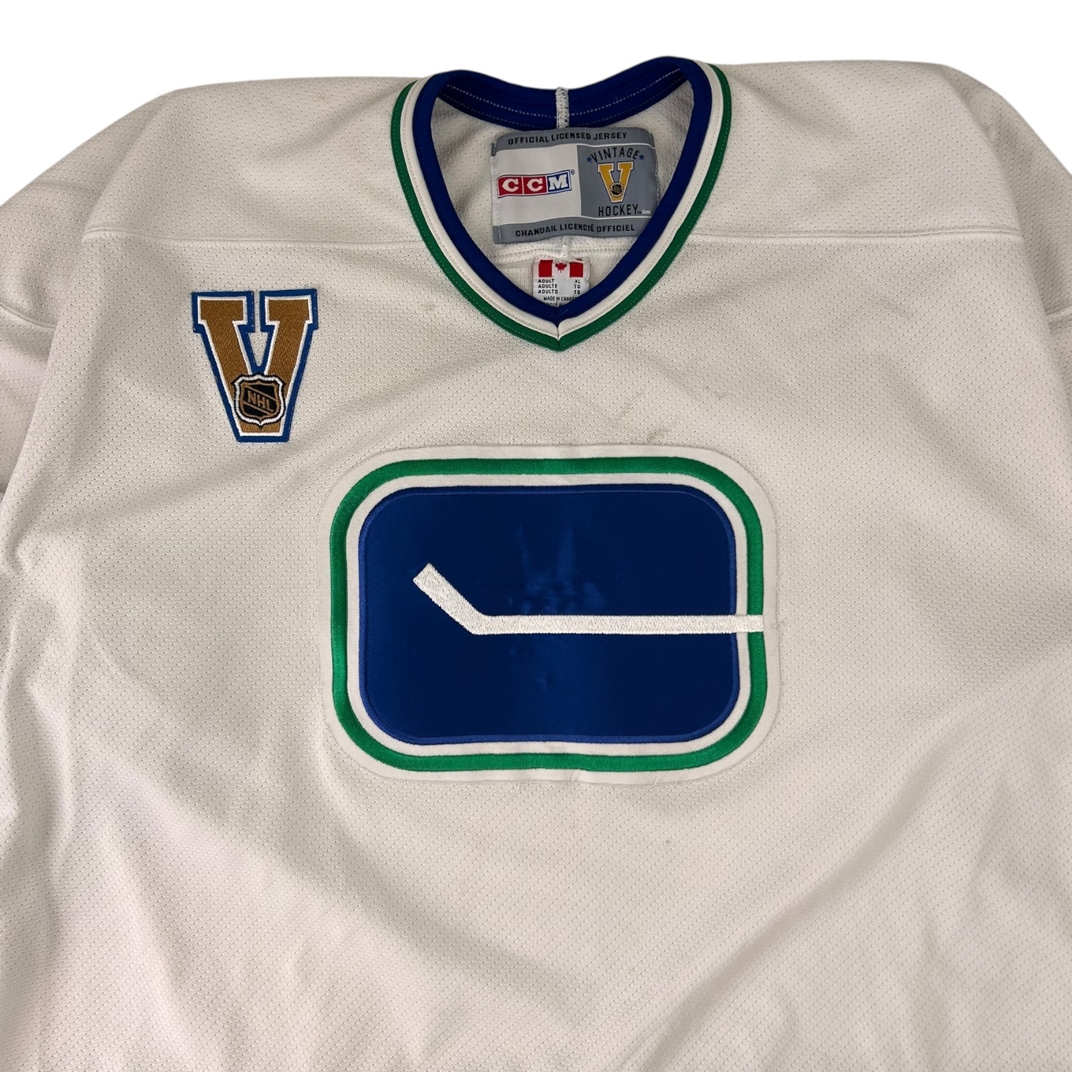 Vintage Vancouver Canucks White Stick Jersey White