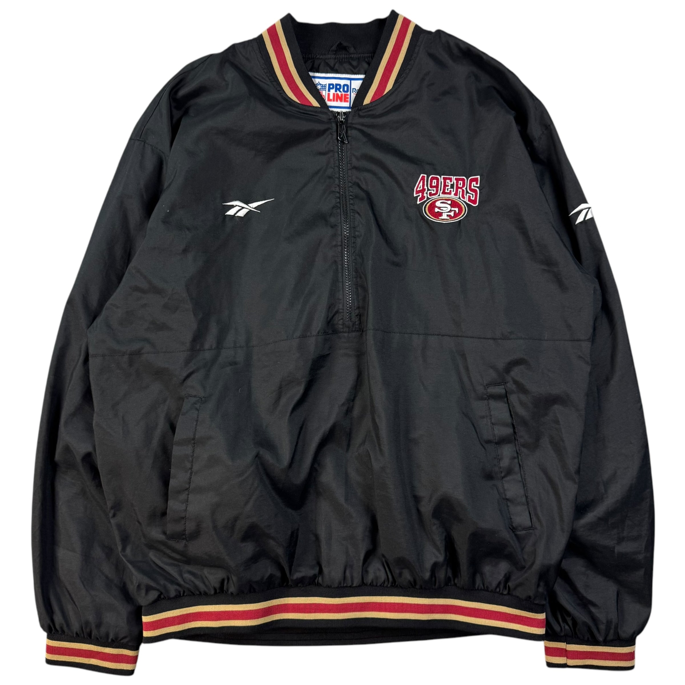 Vintage San Francisco 49ers Pro Line Quarter Zip Bomber Jacket Black