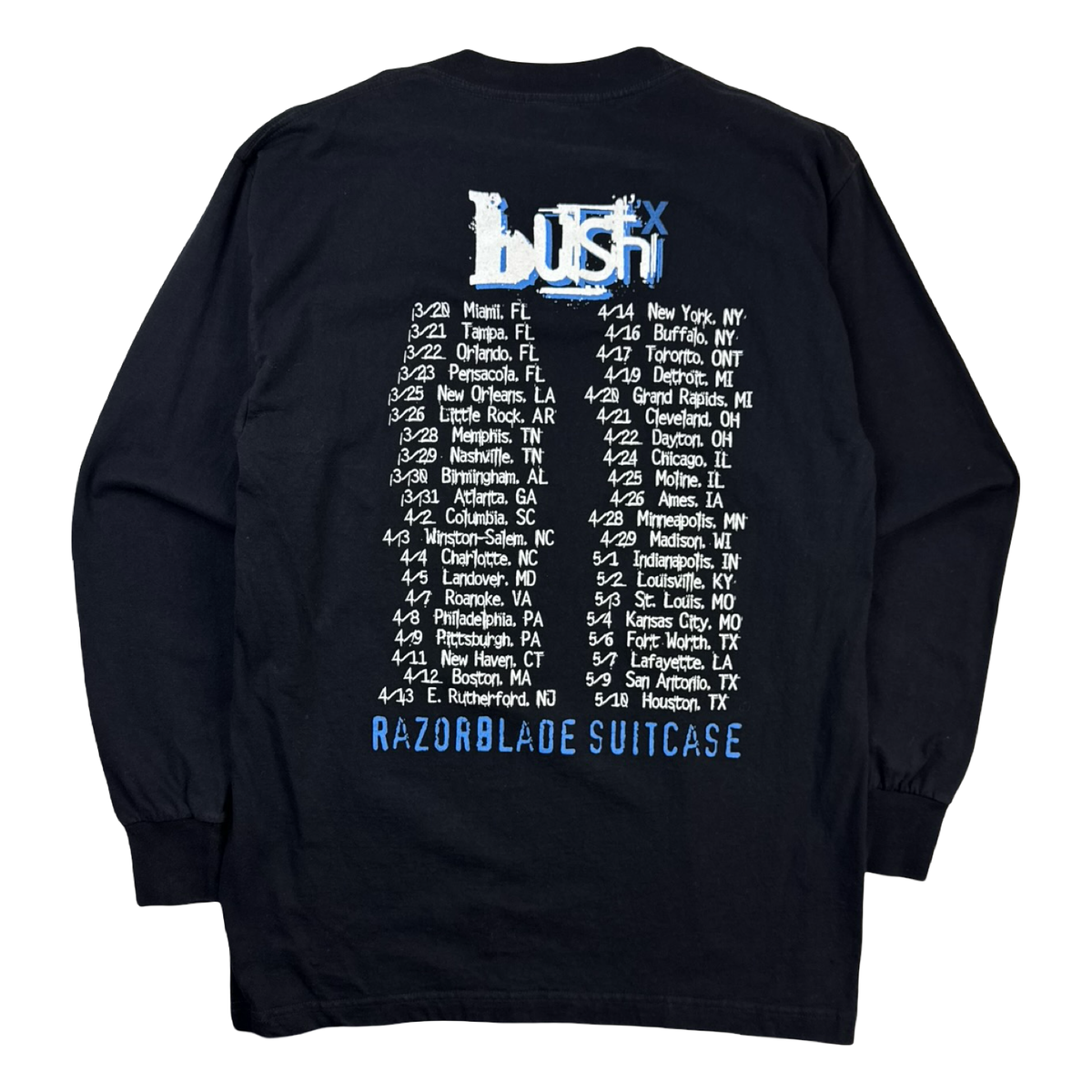 1997 BushX Razorblade Suitcase Canadian Tour Longsleeve T-Shirt