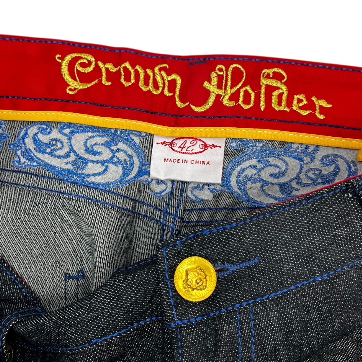 Vintage Y2K Crown Holder Embroidered Denim Jeans