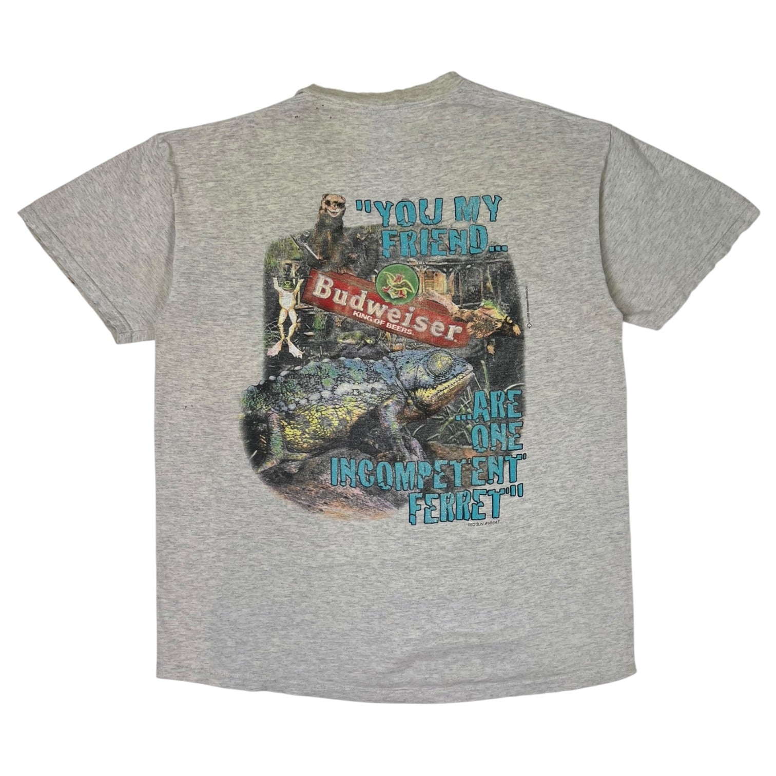 Vintage 90’s Budweiser “You My Friend… Are One Incompetent Ferrett” Graphic T-Shirt Grey
