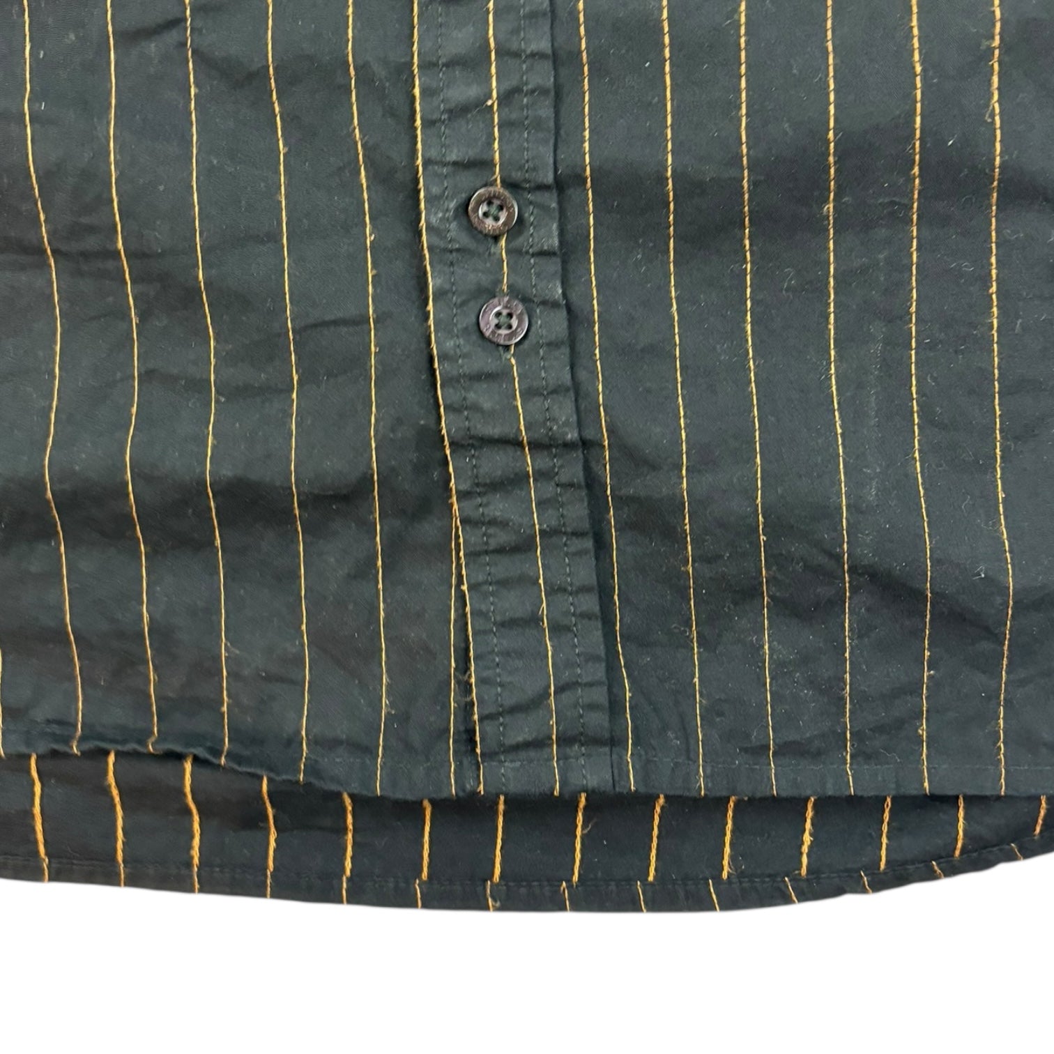 Stussy Embroidered Striped Button-Up Long Sleeve Shirt Black