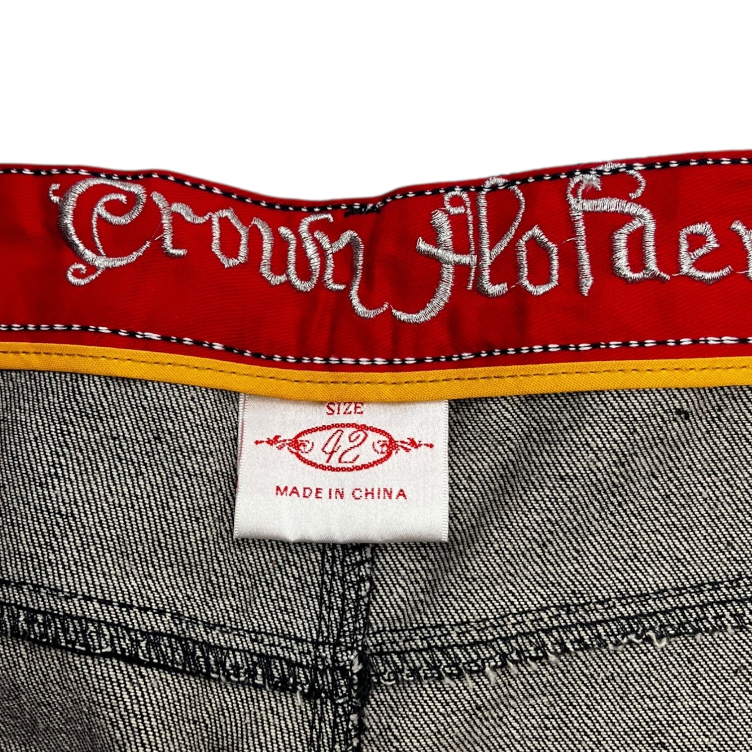 Vintage Y2K Crown Holder Chrome Embroidered Denim Jeans