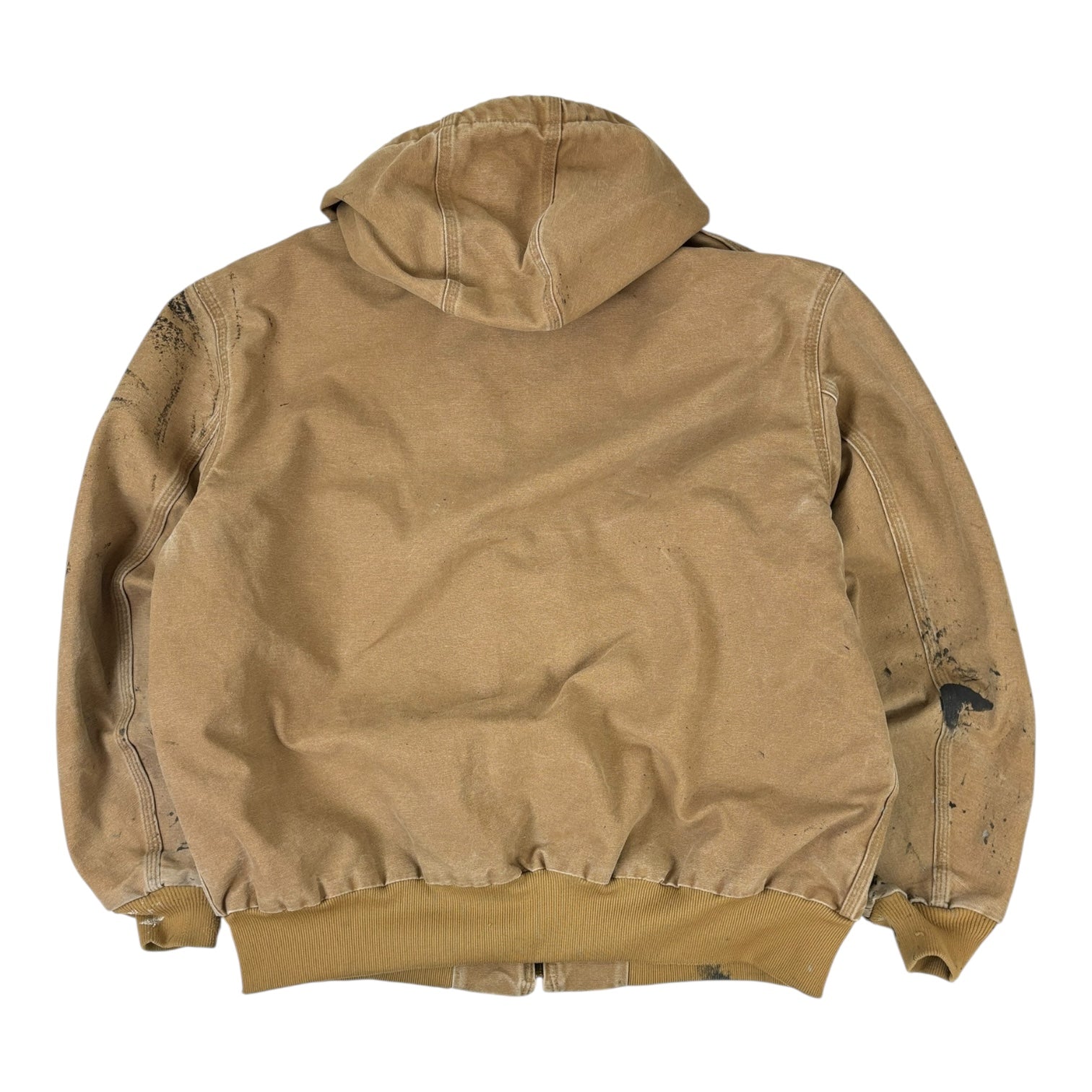 Vintage Carhartt Paint Splattered Hooded Workwear Jacket Tan