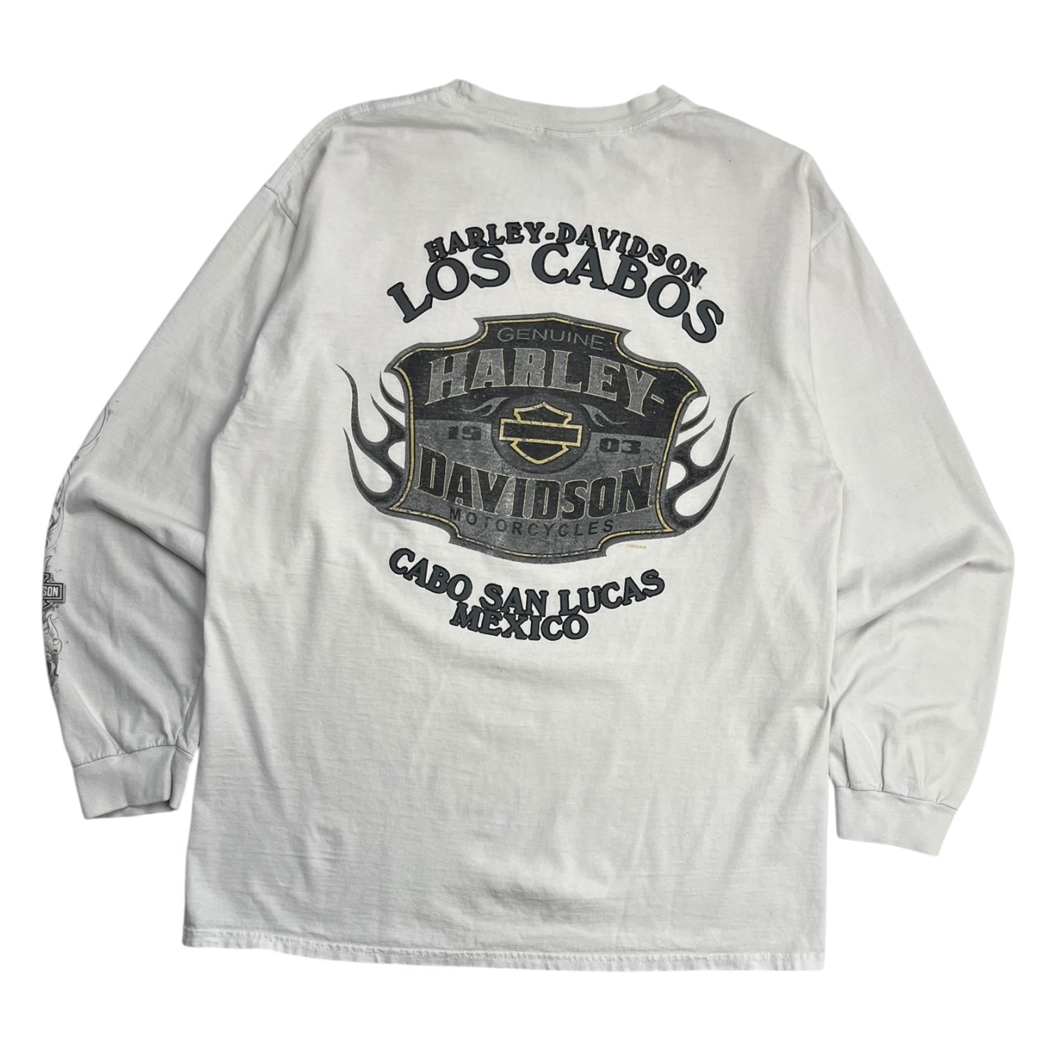 Harley Davidson Skull Pocket Flame Longsleeve T-Shirt