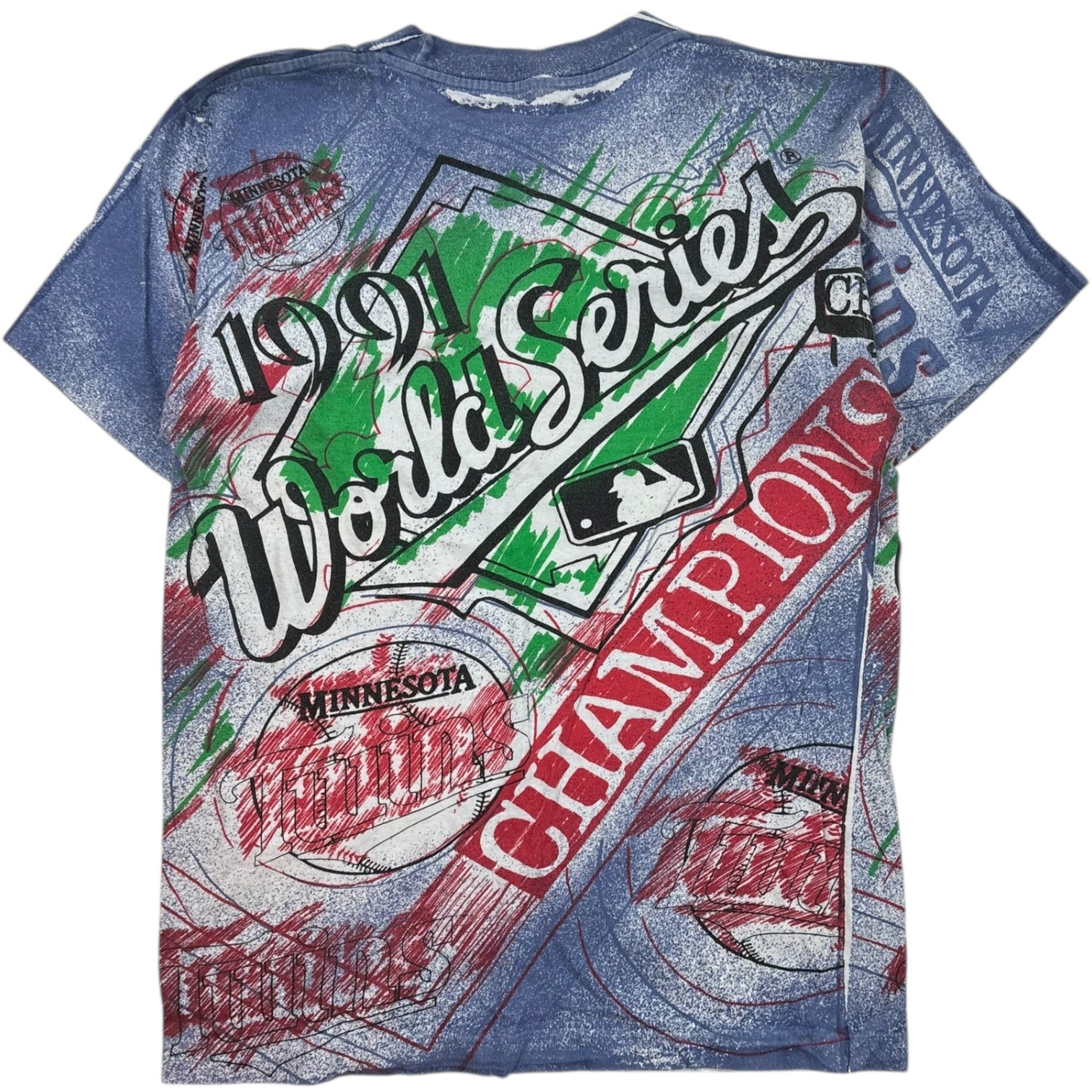 Vintage MLB World Series Minnesota Twins AOP T-Shirt Purple