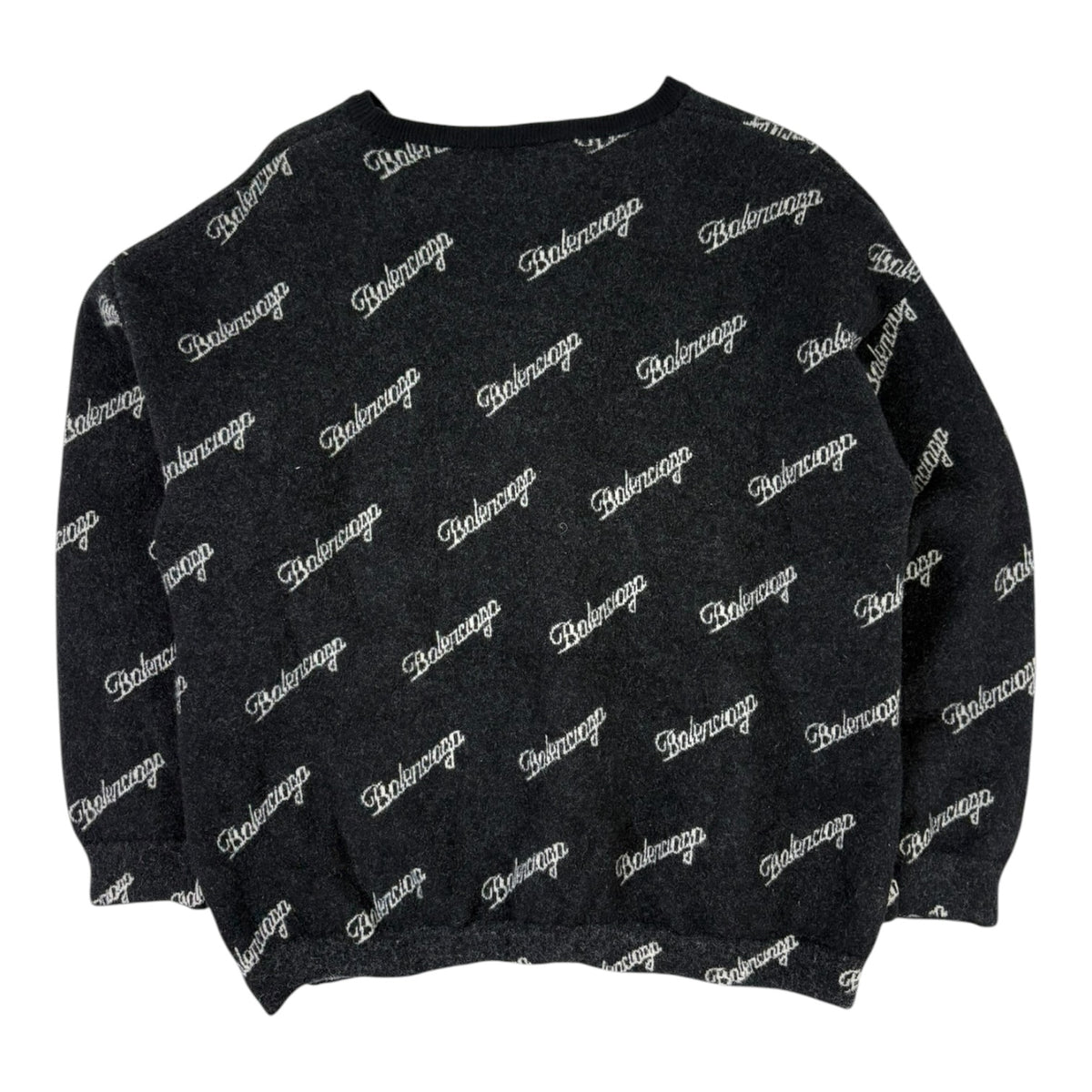 Balenciaga All Over Script Logo Knit Sweater Black
