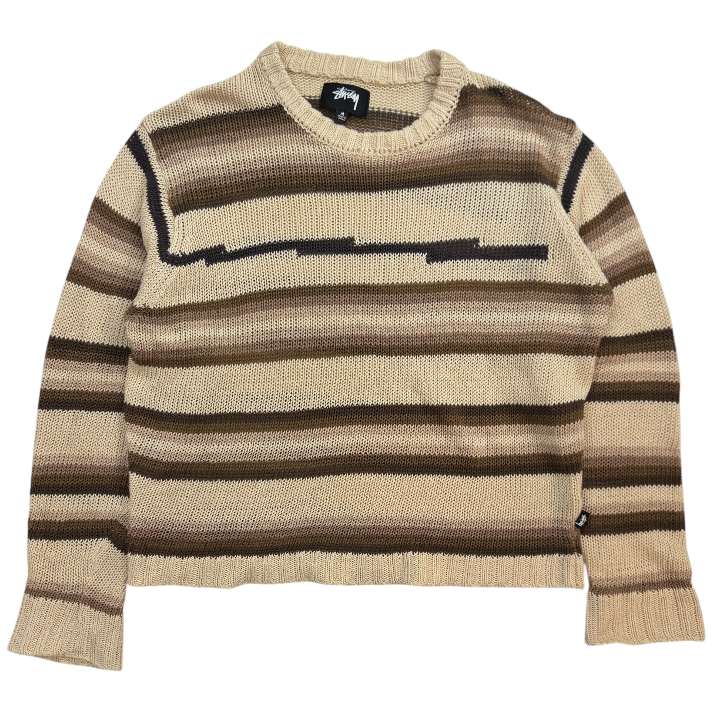Stussy Tonal Stripe Linen Sweater Natural
