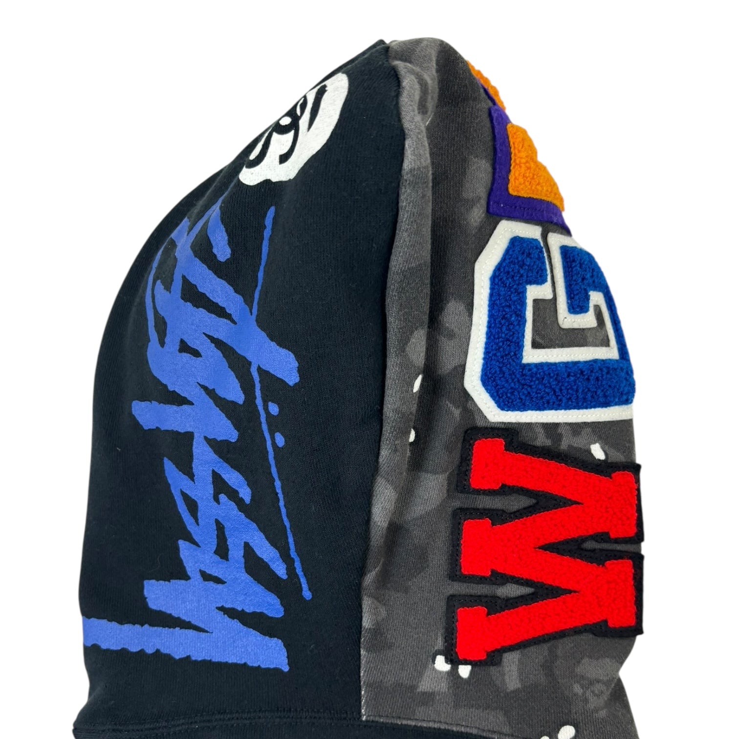 Stussy x BAPE Full-Zip Shark Face “Busy Works Still Kickin’ It!!” Hoodie Black