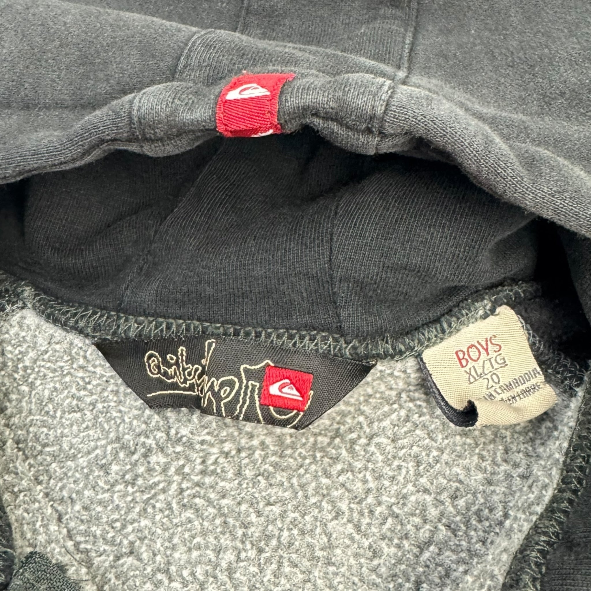 Y2K Quiksilver Zip Up Hoodie Grey/Black