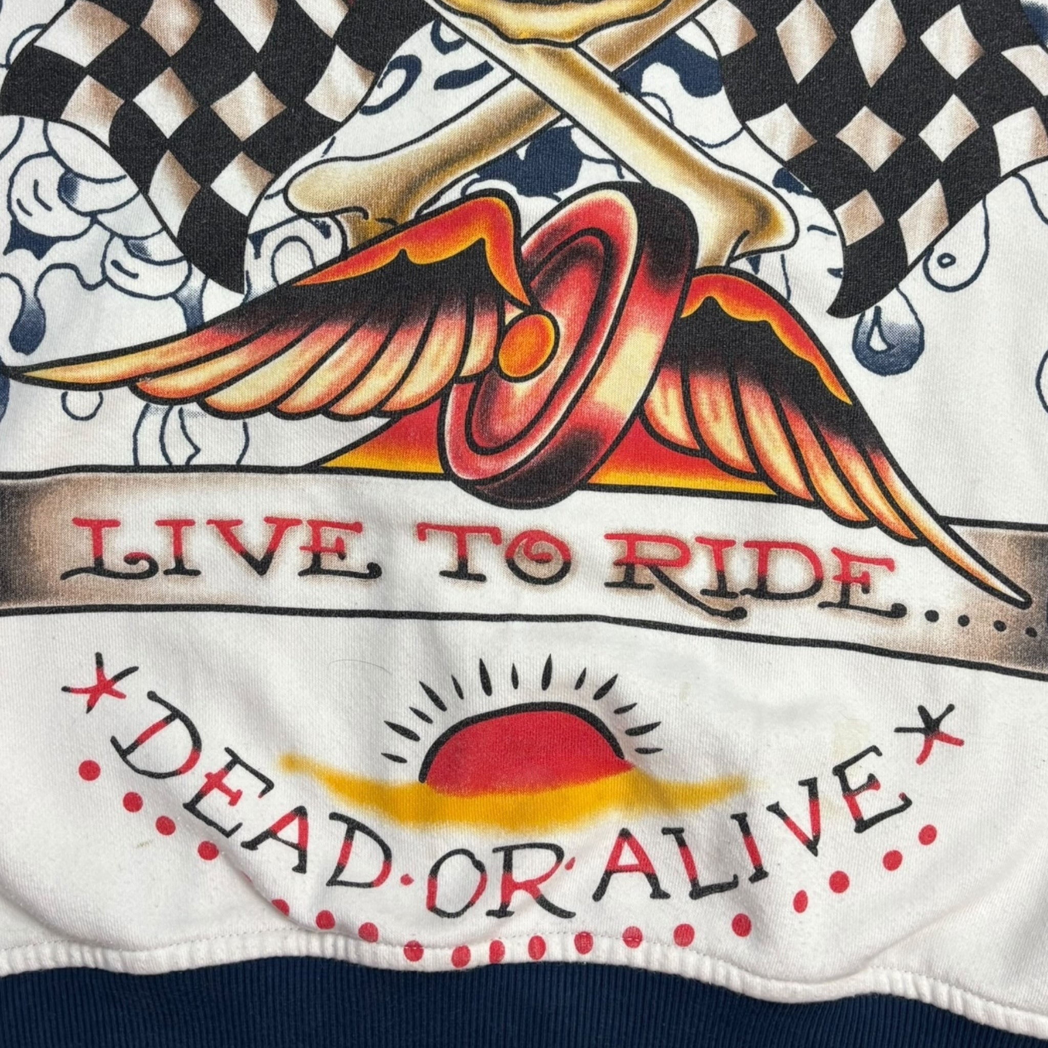 Y2K Ed Hardy Felt Embroidered Zip Up Hoodie