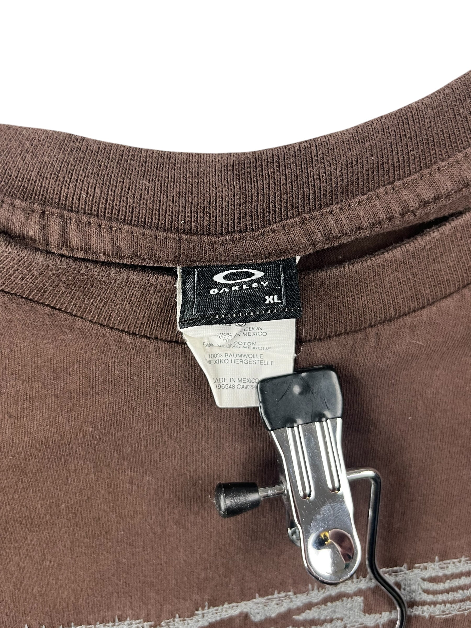 Vintage Oakley Embroidered Logo Tee Brown