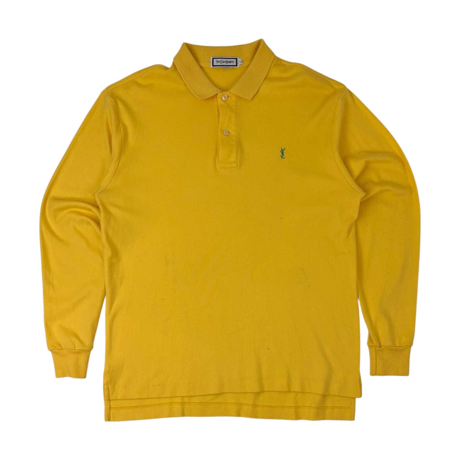 Vintage Yves Saint Laurent Long Sleeve Polo Shirt Yellow