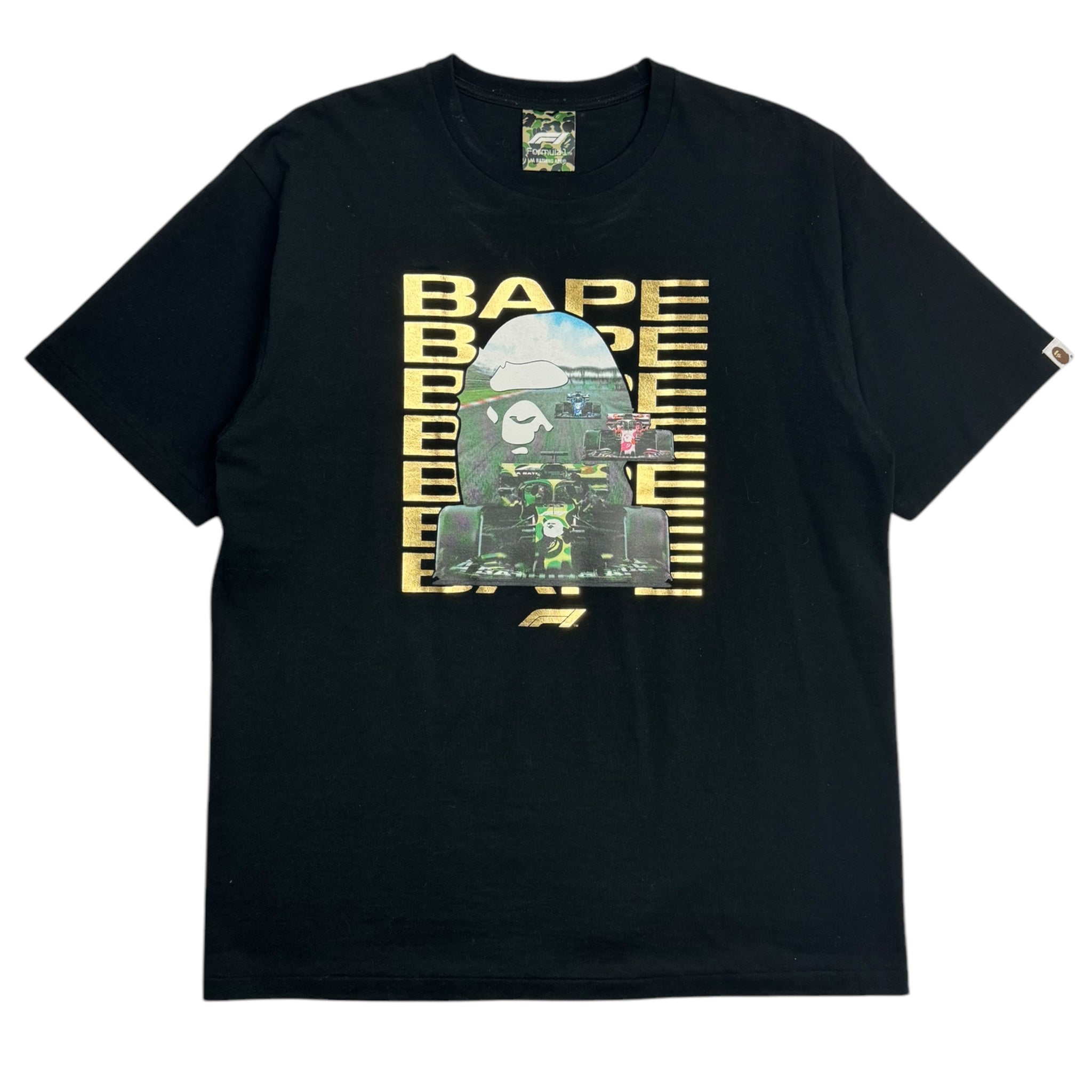 BAPE x F1 Photo Ape Head Tee Black