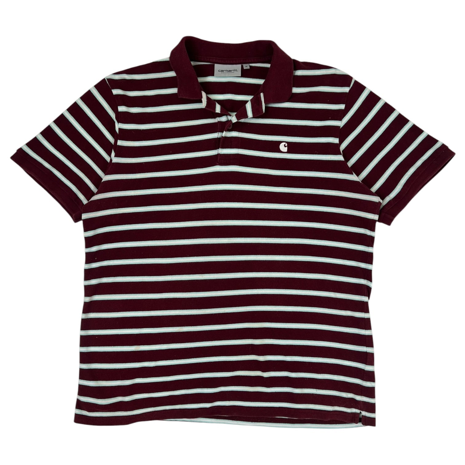 Carhartt WIP Houston Stripe Short Sleeve Polo Cranberry Maroon