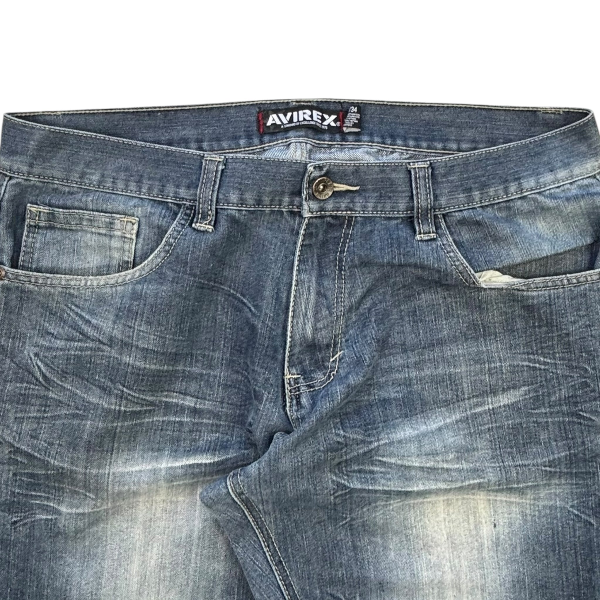 Vintage Y2K Avirex Embroidered Pockets Jeans Navy