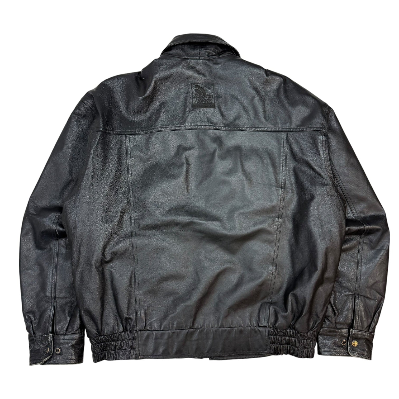 Vintage Leather Bomber Jacket Black