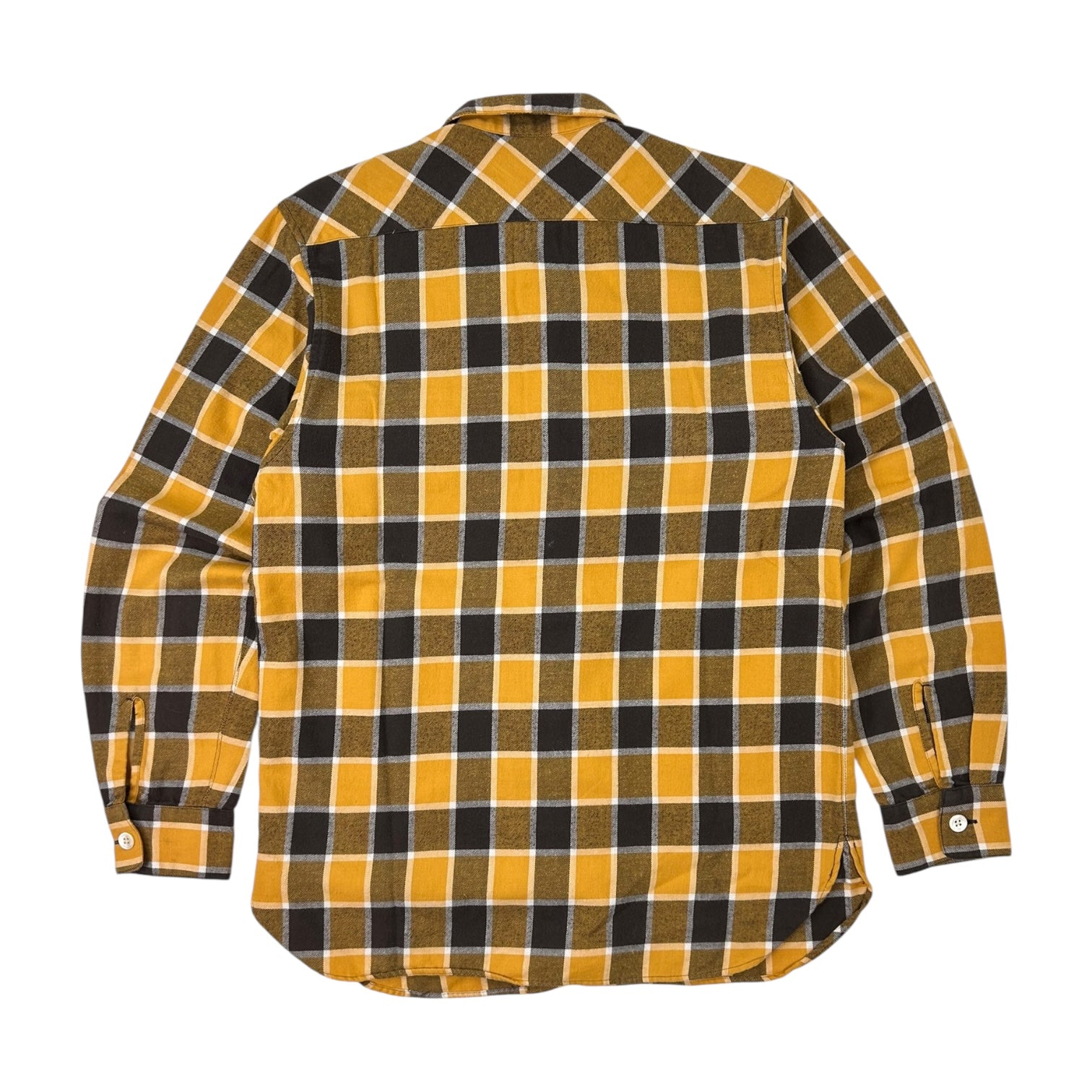 Supreme Flannel Made In Japan Plain Long Sleeve Button Up Shirt Black/Yellow