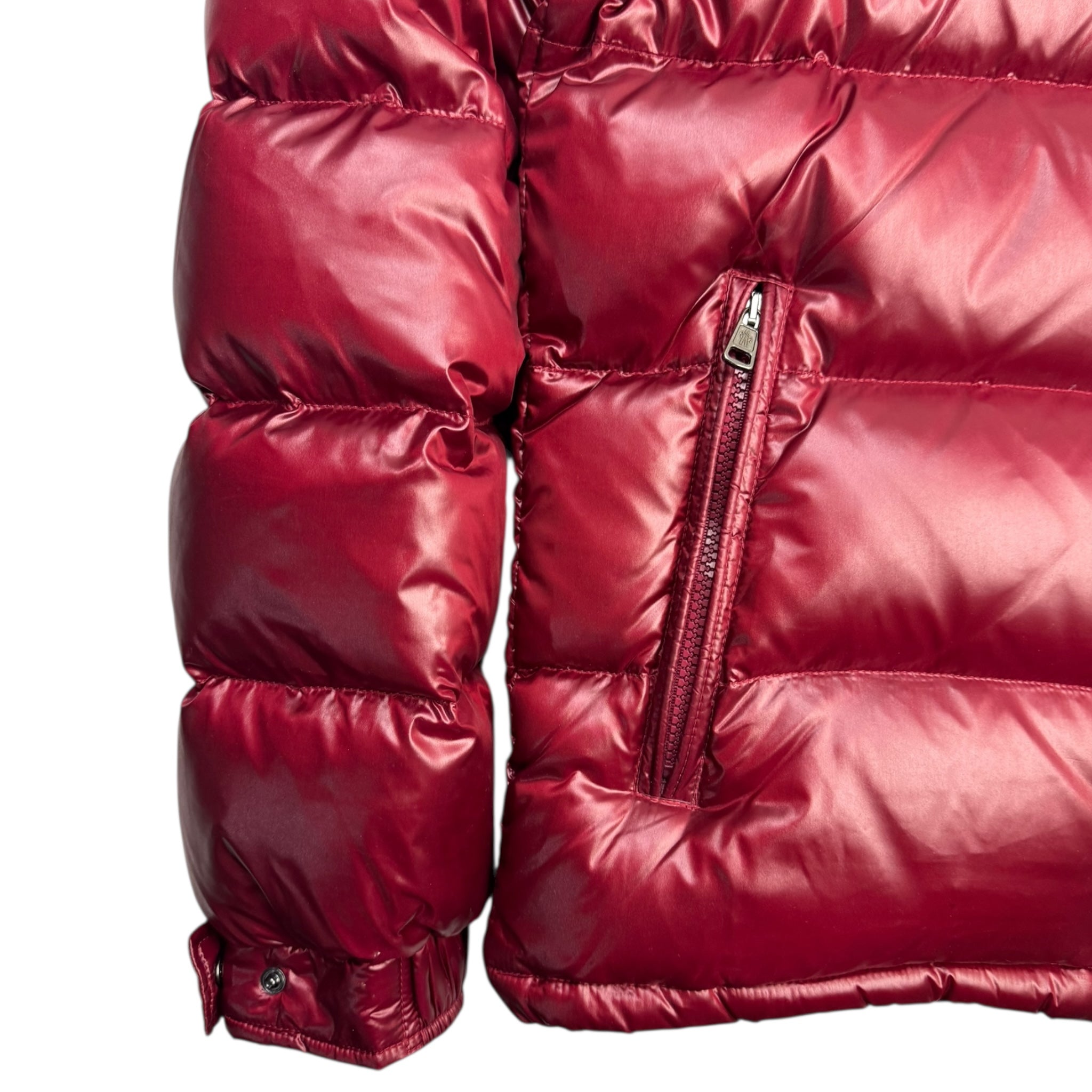 Moncler Maya Hooded Puffer Jacket Burgundy