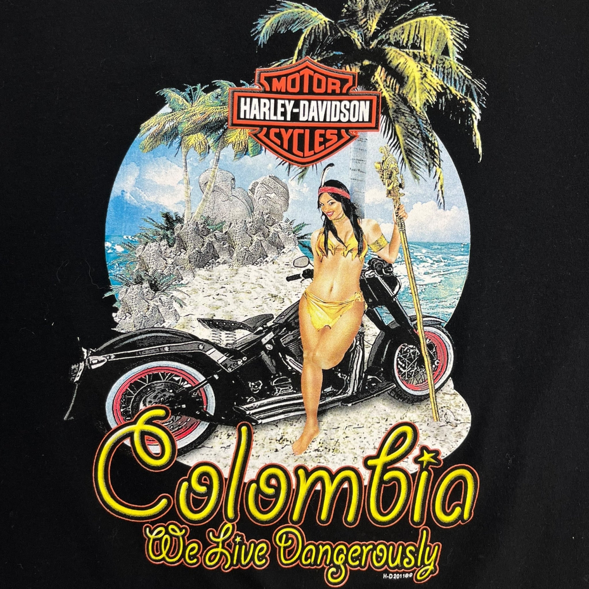 Harley Davidson Columbia "We Live Dangerously" T-Shirt