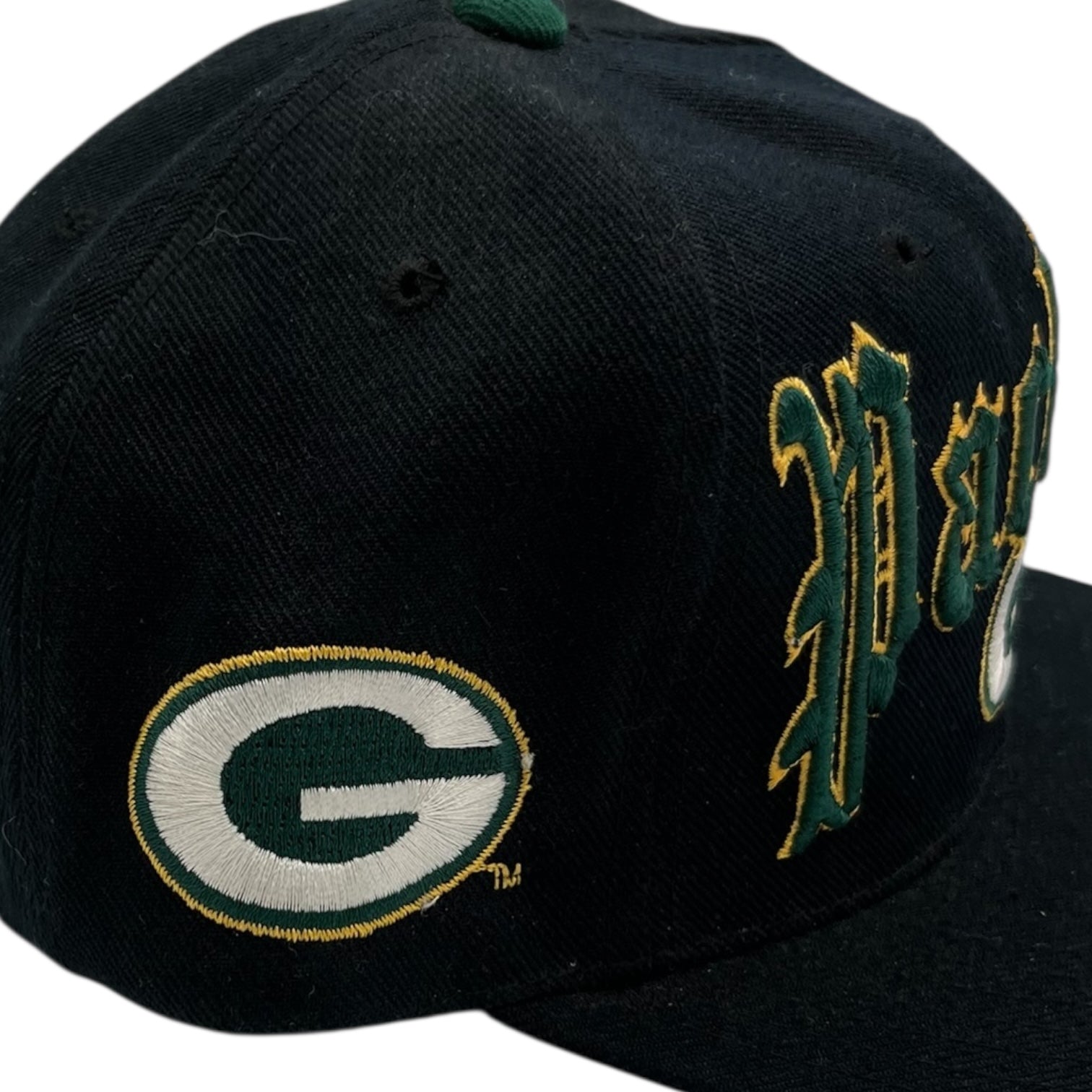 Vintage Green Bay Packers Snapback Hat Black