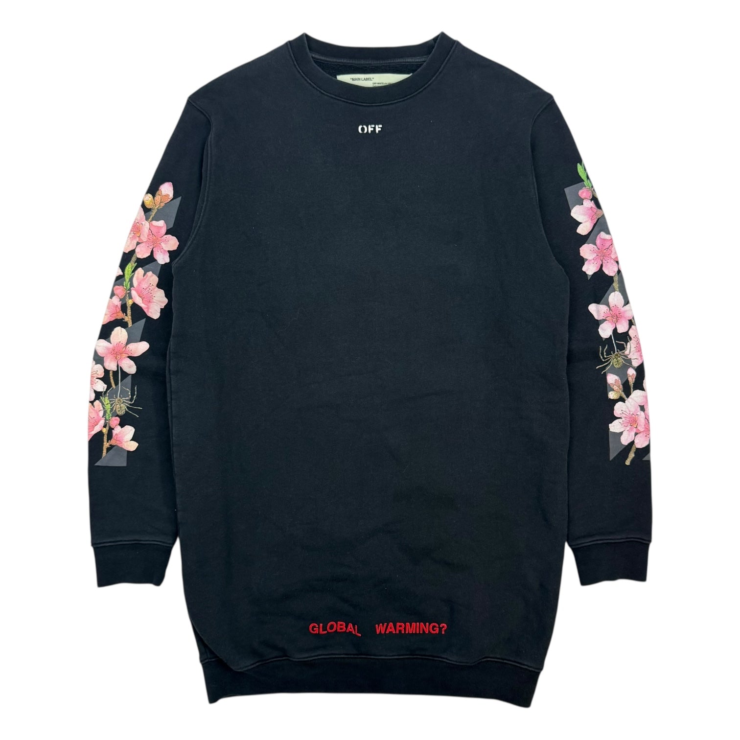 Off-White Global Warming Cherry Blossom Crewneck Black