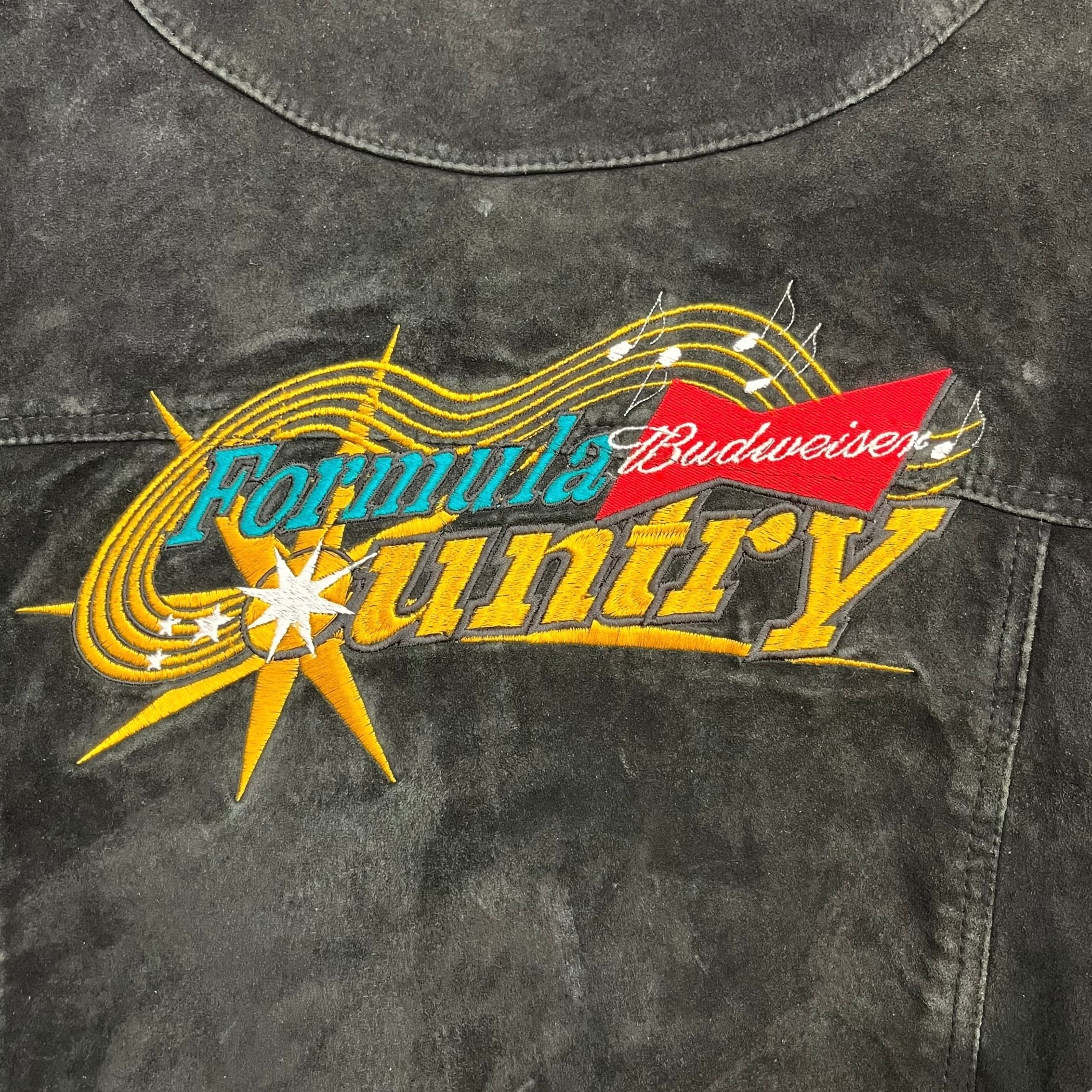 Vintage Budweiser Formula Country Leather Jacket Black/Brown