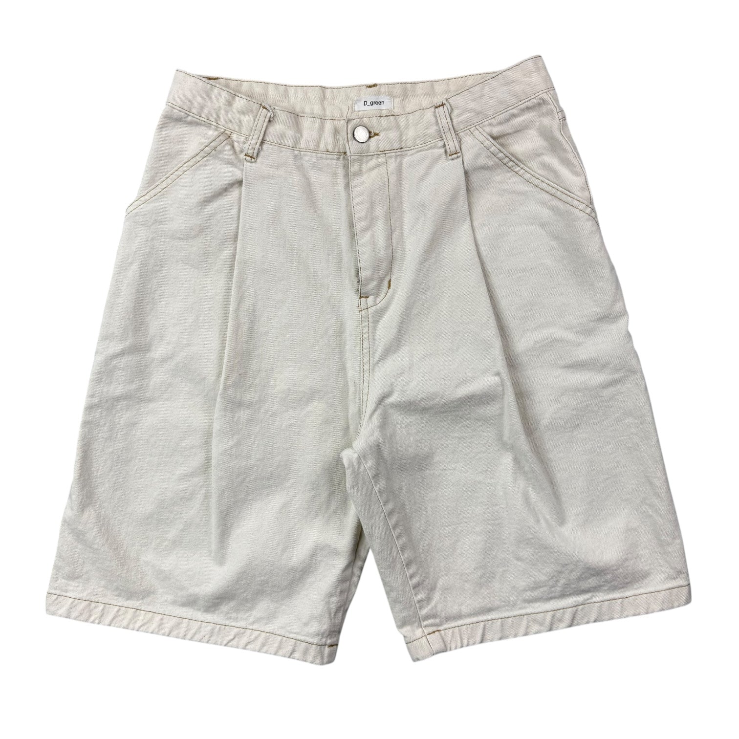 Dgreen Pleated Denim Shorts White