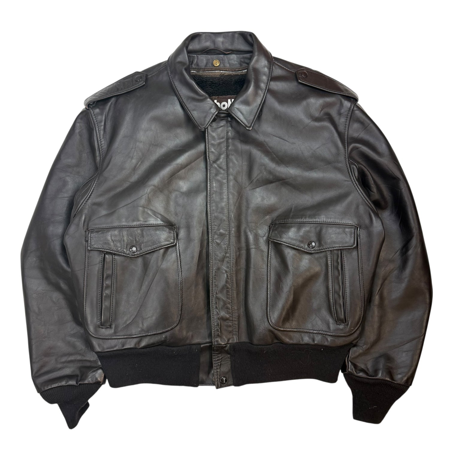 Vintage Schott Leather Bomber Jacket Black