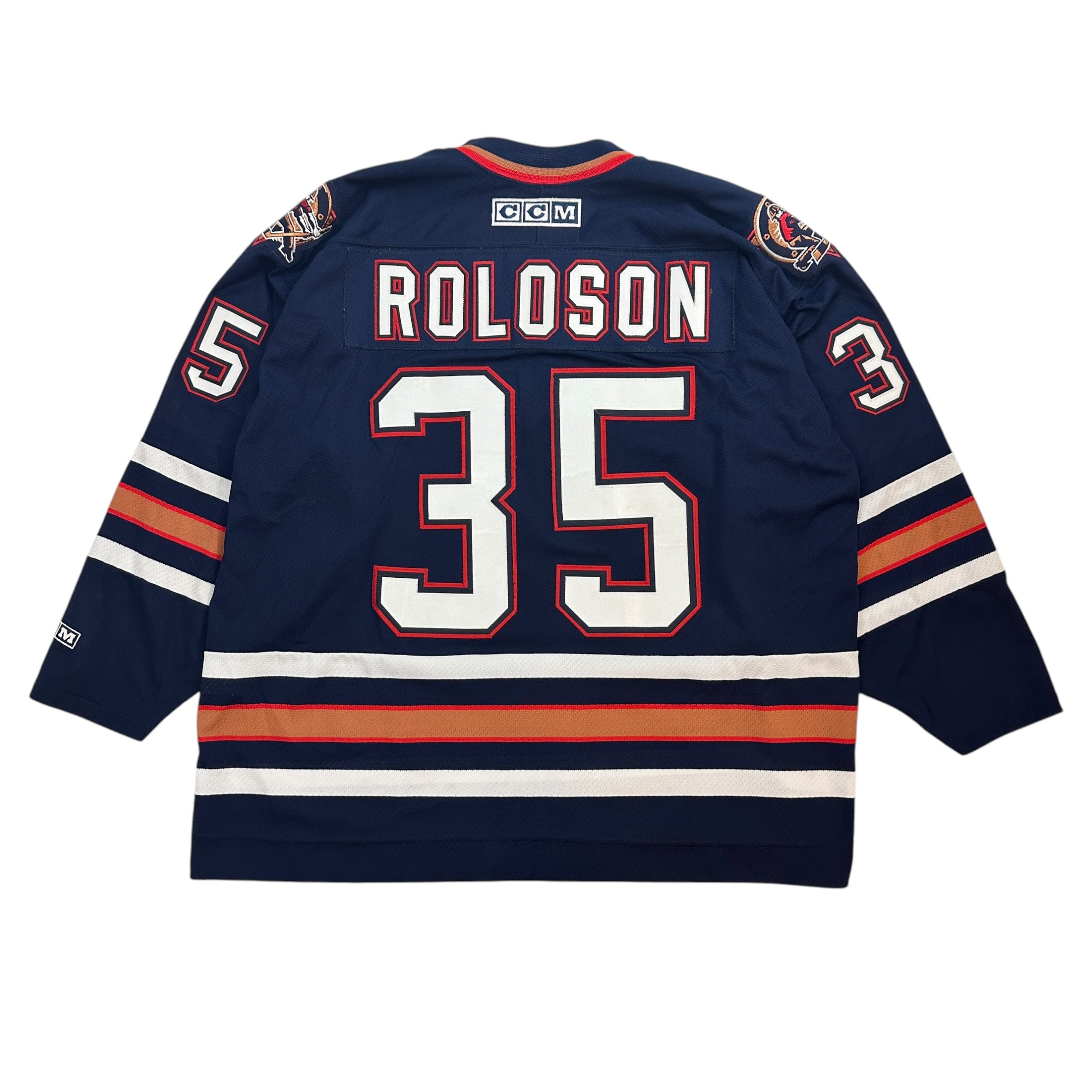 Vintage Edmonton Oilers Dwayne Roloson Jersey Navy