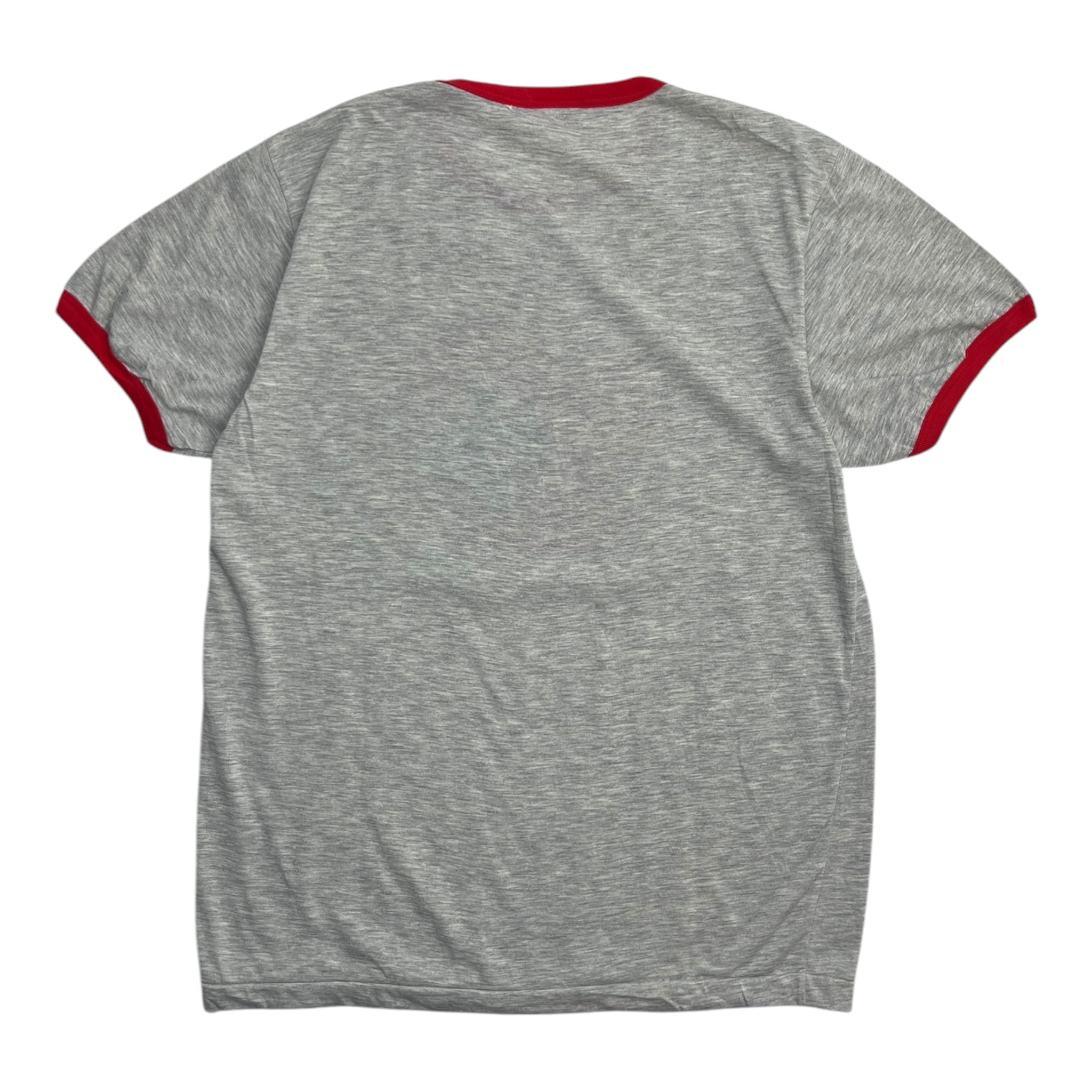 Vintage Calgary Flames Over Oilers Ringer T-Shirt Grey