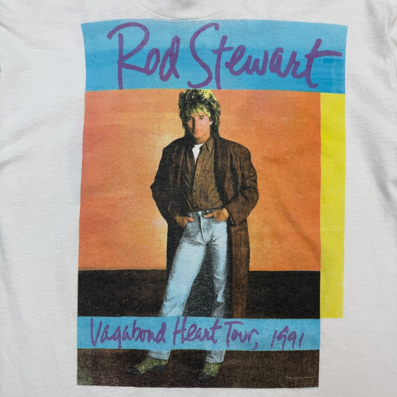1991 Rod Stewart Vagabond Heart Tour Tee White