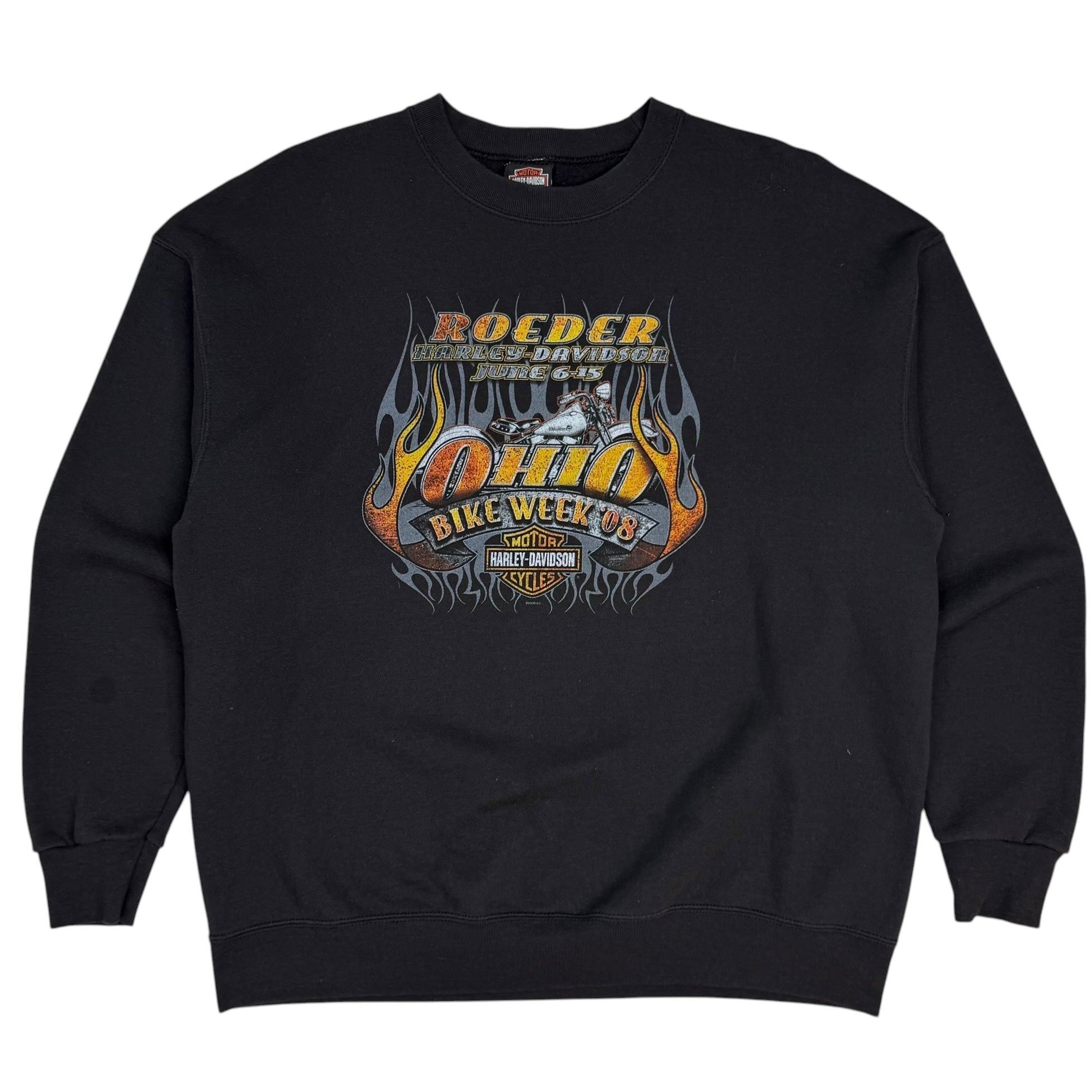 Vintage Harley Davidson Roeder Ohio Bike Week Crewneck Black