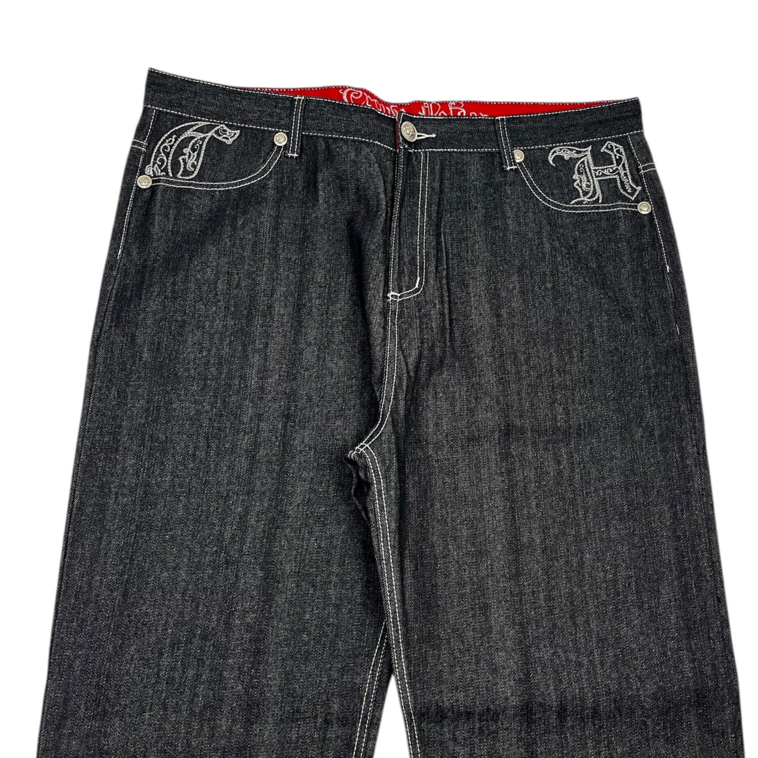 Vintage Y2K Crown Holder Chrome Embroidered Denim Jeans