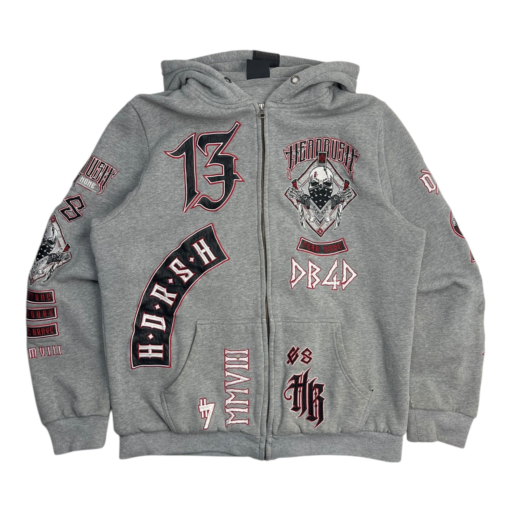 Y2K Headrush Embroidered Biker Zip Up Hoodie