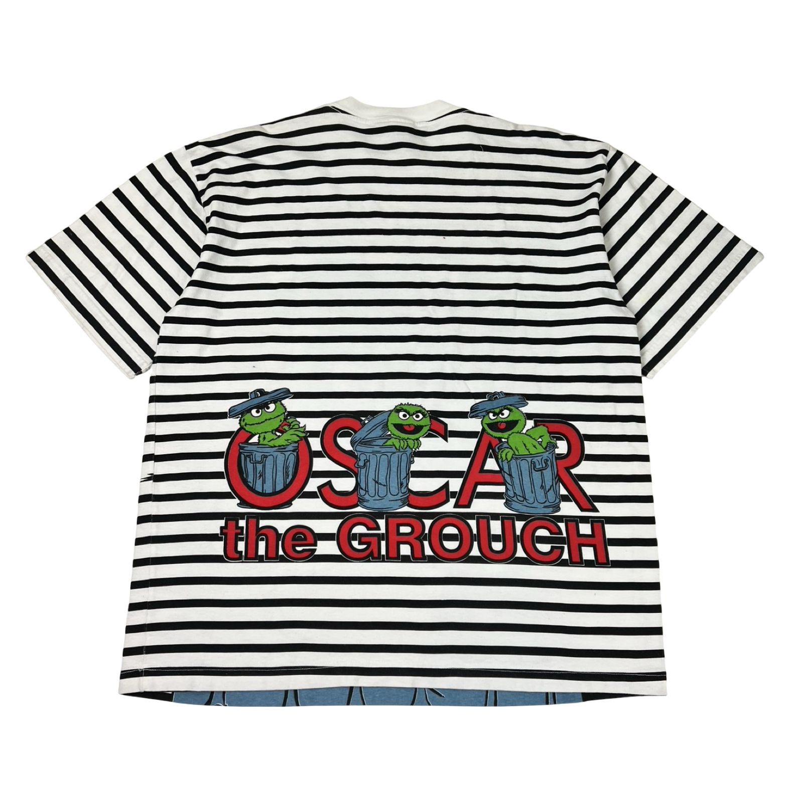 Vintage Jim Henson Productions Oscar the Grouch Striped Graphic T-Shirt
