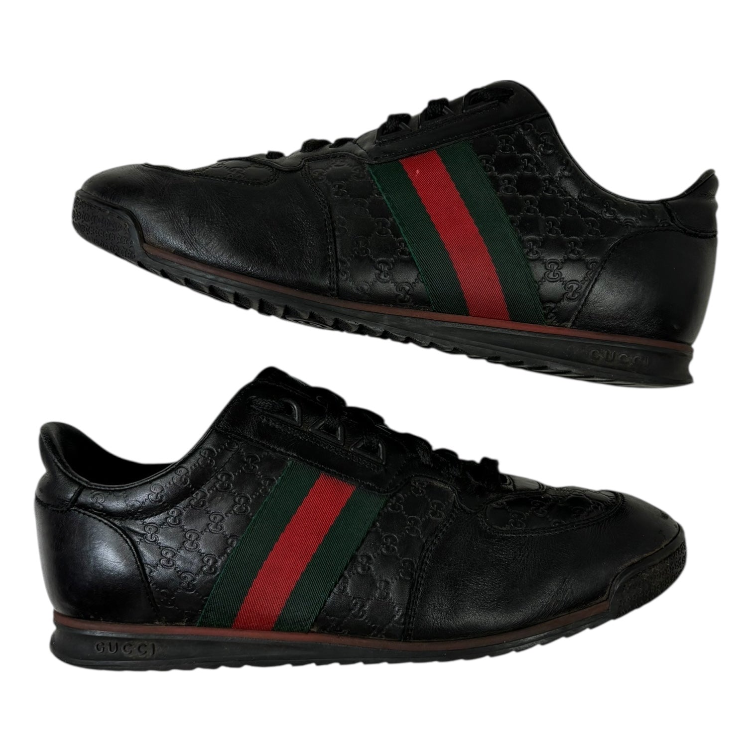 Gucci Leather Web Sneaker Black (Used)