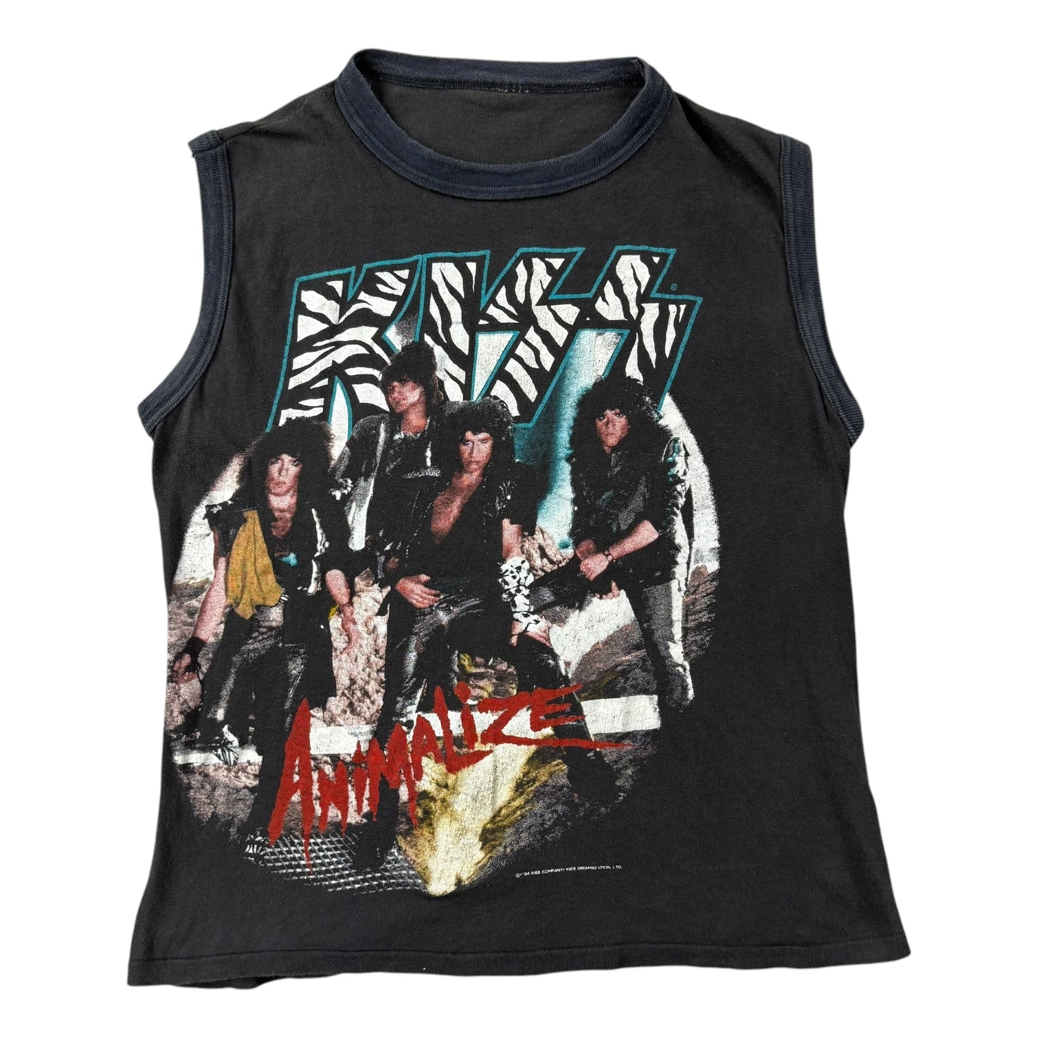 1984 Kiss Animalize Tank Top Faded Black