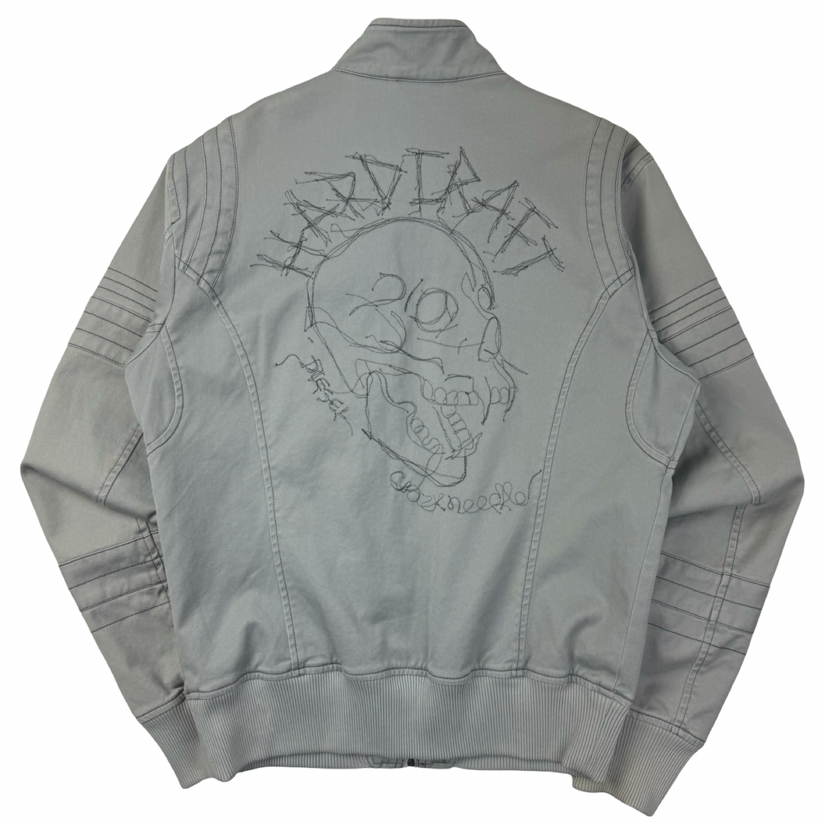 Vintage Y2K Diesel Crazyneedle Hardcraft Full Zip Jacket Grey