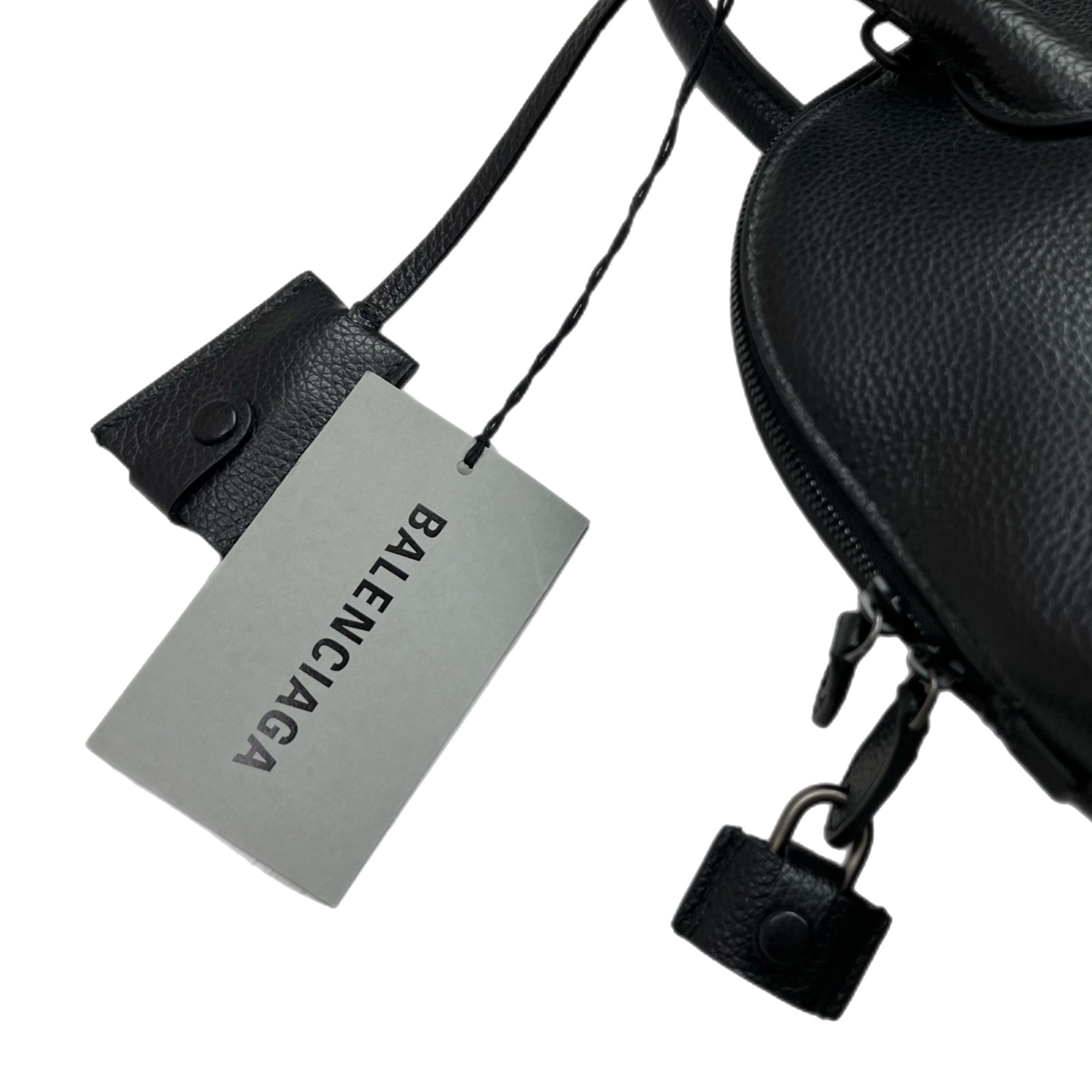 Balenciaga Calf Skin LED Logo Projector Bag Black