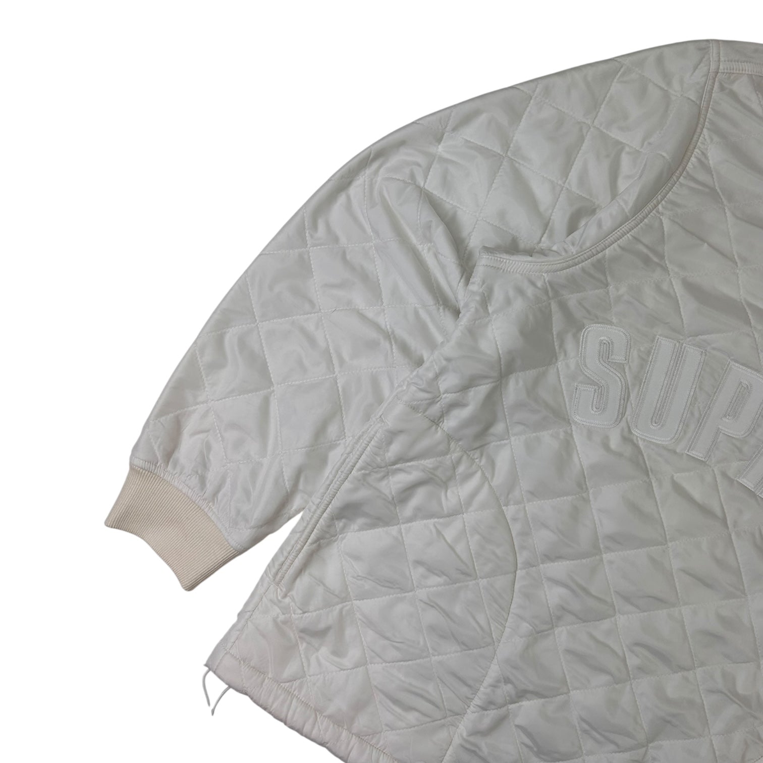 Supreme Arc Logo Quilted Quarter Zip Up White