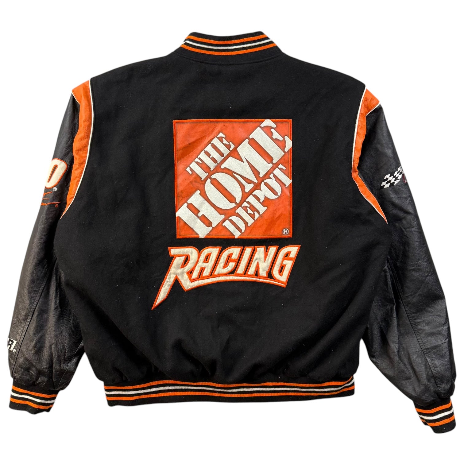 Vintage Jeff Hamilton NASCAR Tony Stewart Home Depot Leather Race Jacket Black