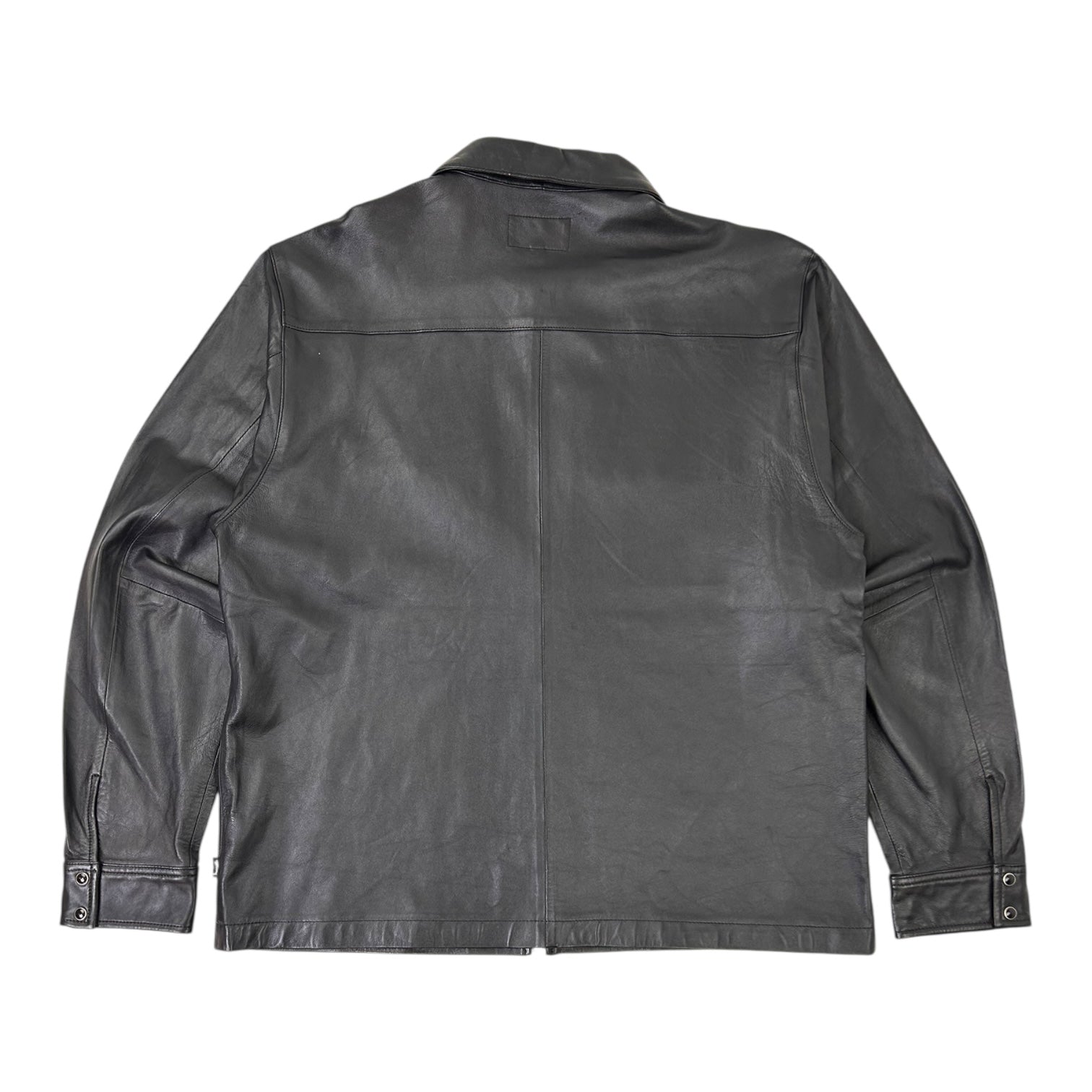 Stussy Leather Western Zip Up Jacket Black