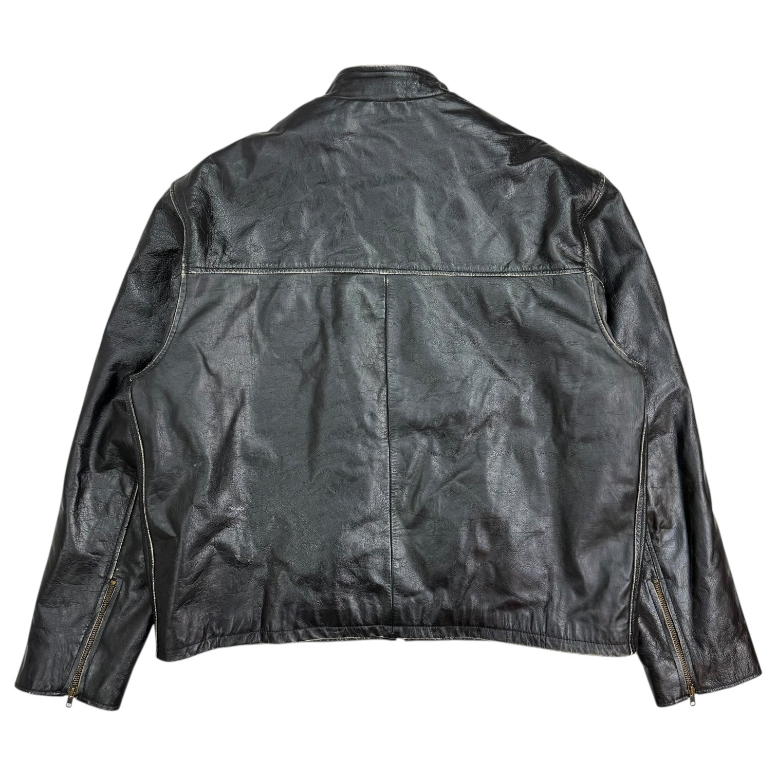 Vintage Guccini Leather Motorcycle Jacket Black