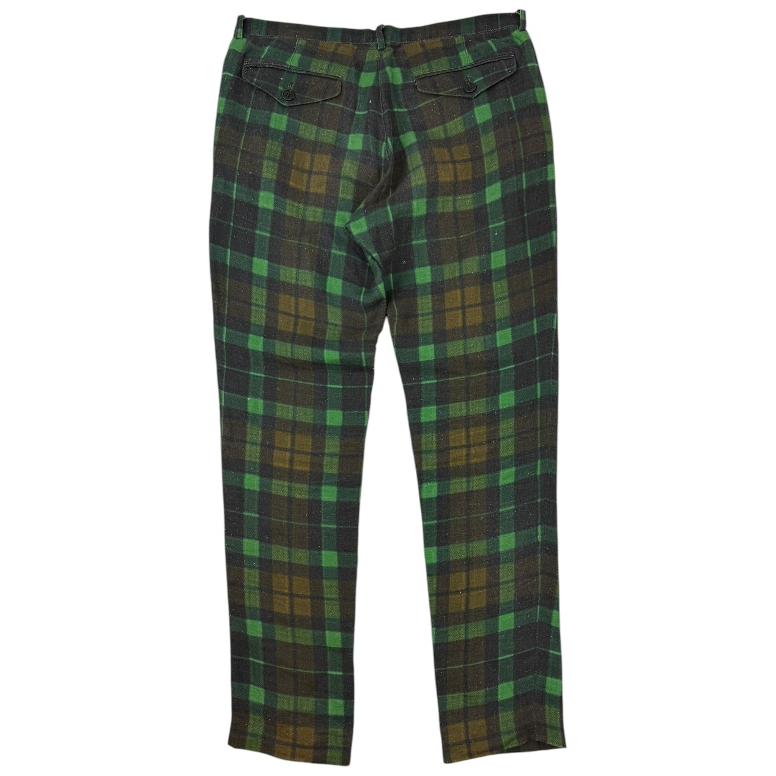 Dries Van Noten Tartan Linen Pants Green